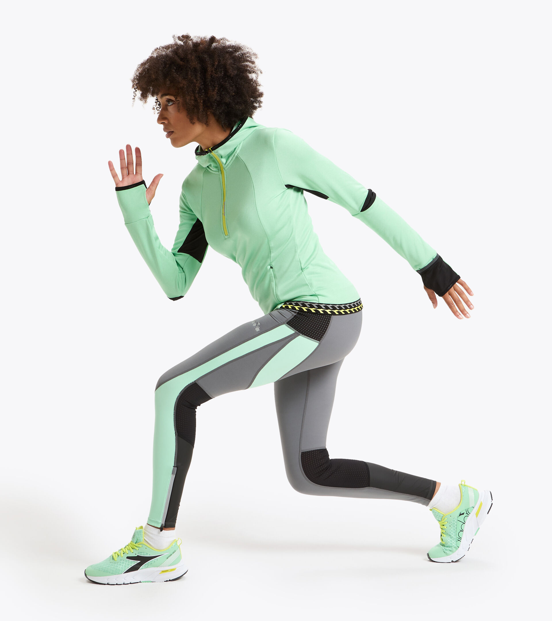 Apparel Sport DONNA L. WINTER RUNNING TIGHTS GRIGIO ACCIAIO Diadora