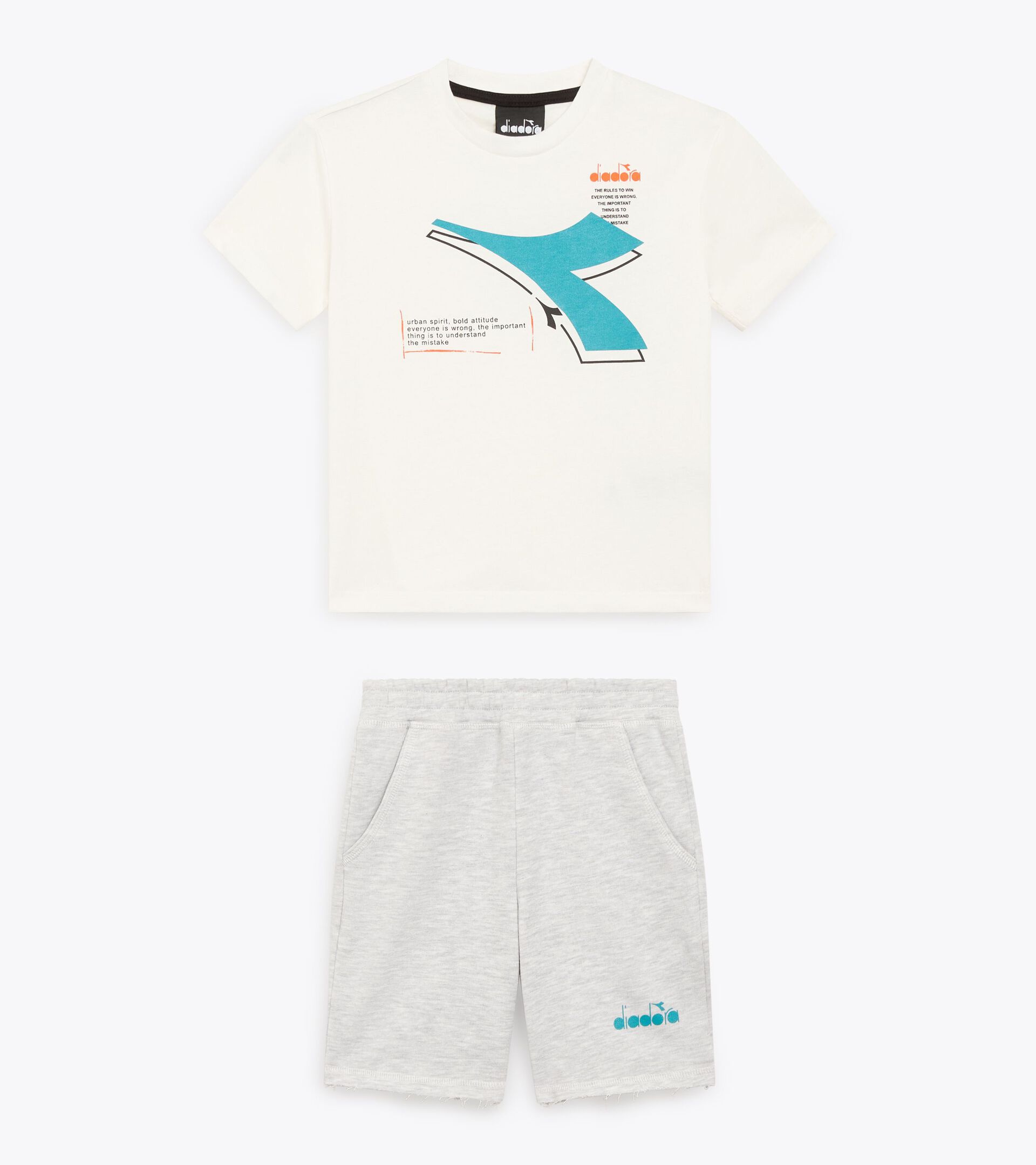 Sport suit - Fit comfort - Boy JB. SET DISTRICT TD OFF WHITE /MELANGE GRAY - Diadora