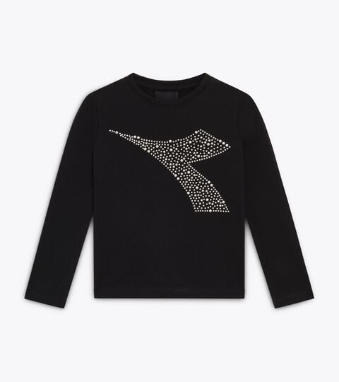 Camiseta deportiva de efecto jaspeado - Niña JG. T-SHIRT SS RHINESTONE TD NEGRO - Diadora