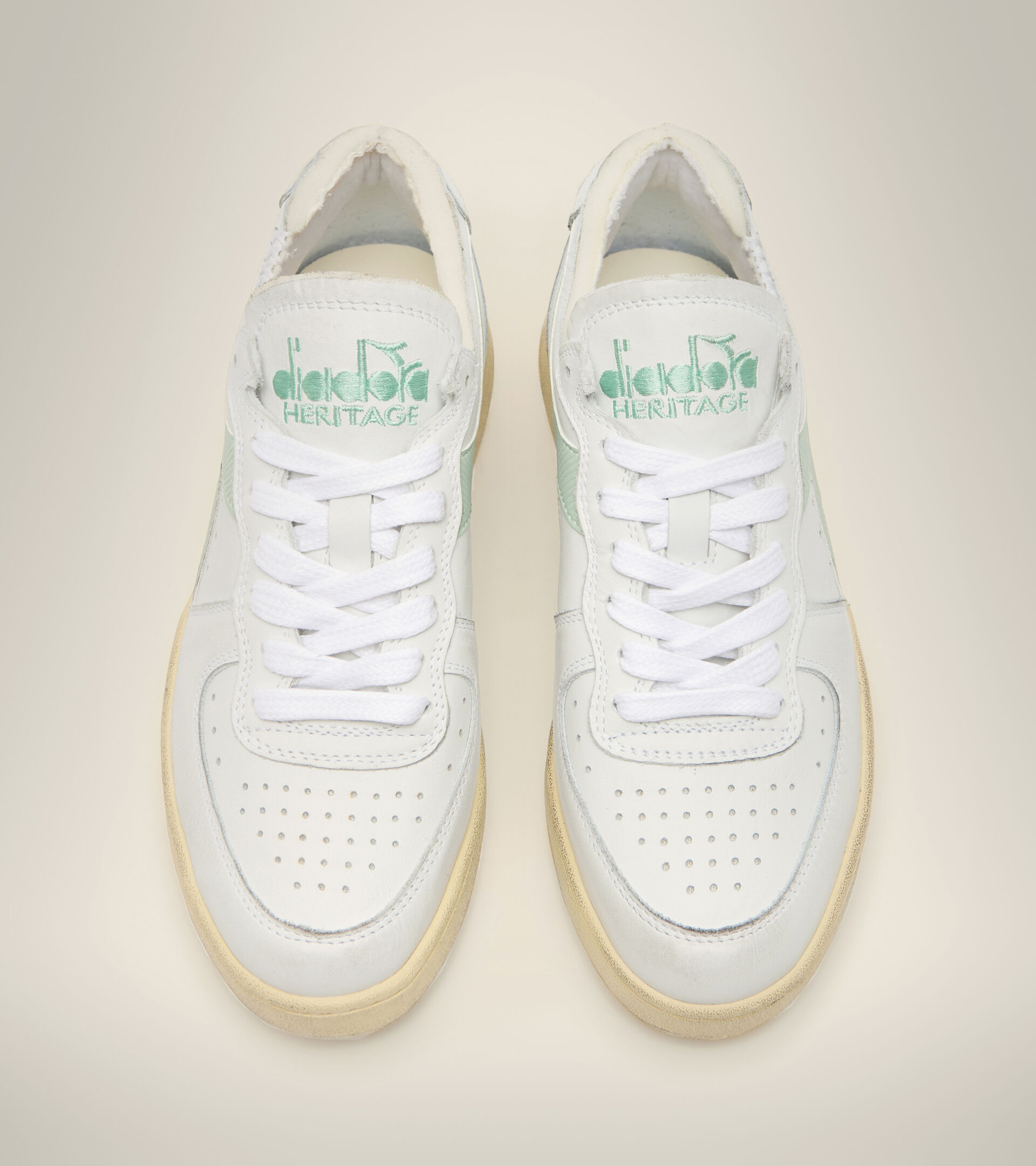 Footwear Heritage UNISEX MI BASKET ROW CUT WHITE/SMOKE GREEN Diadora