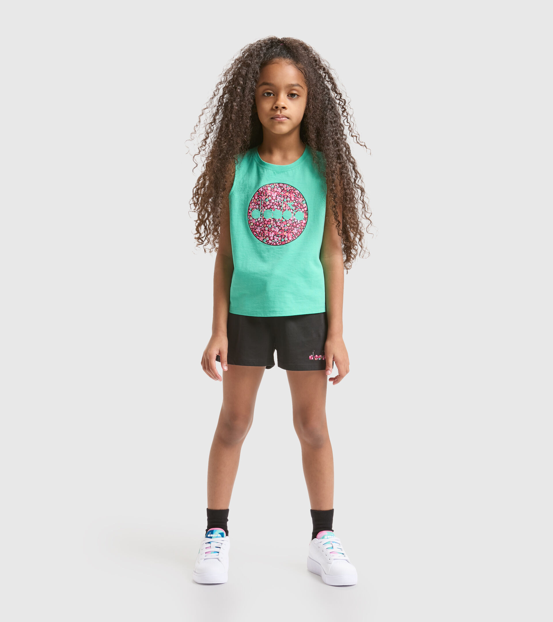 Sports vest top/shorts set - Girls JG.SET SL BLOOM BISCAY GREEN - Diadora