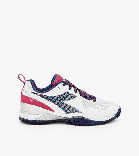 Tennis shoes for clay courts - Women BLUSHIELD TORNEO 2 W CLAY WHITE/BLUEPRINT/PINK YARROW - Diadora