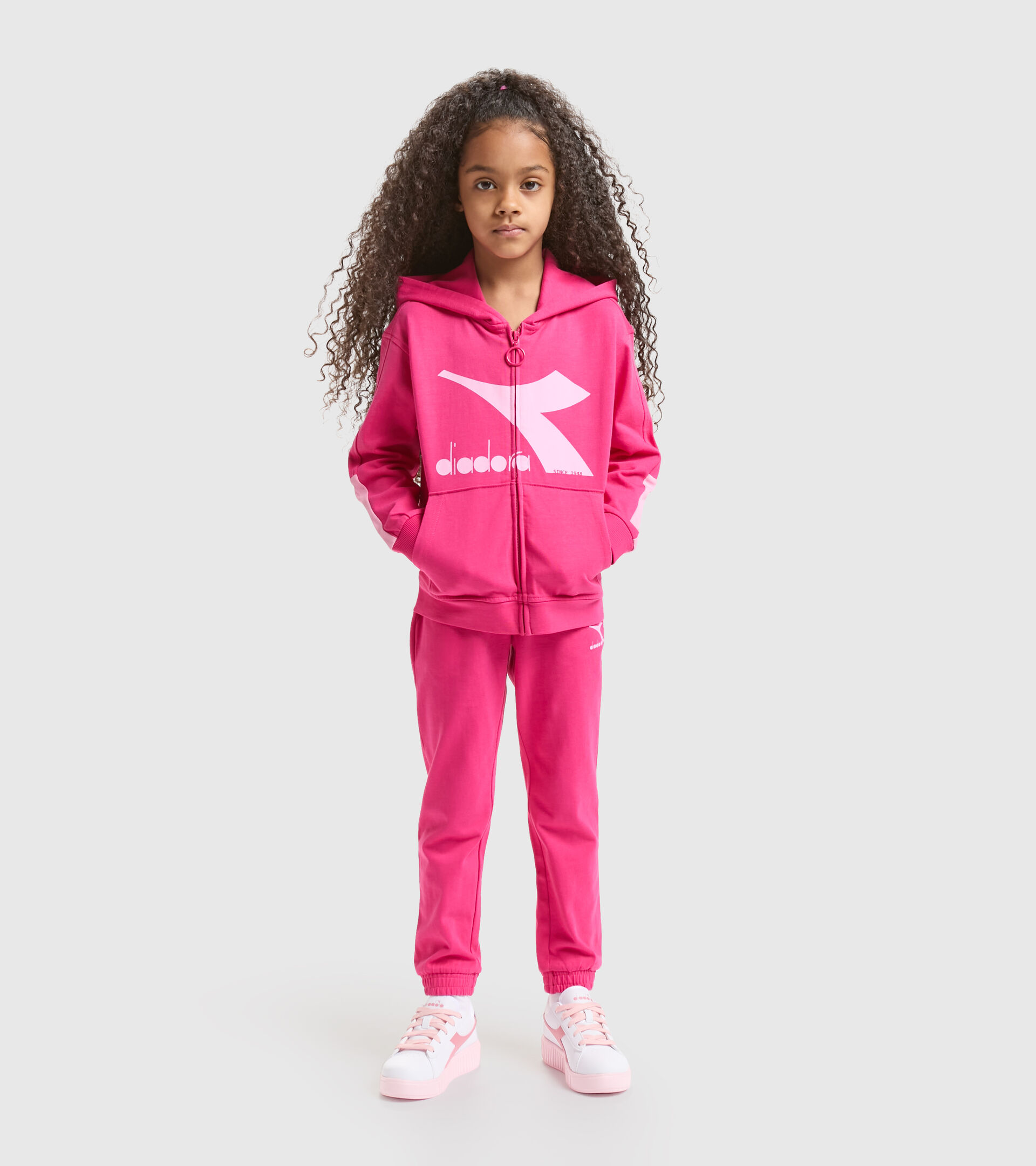 Junior sports tracksuit with hood - Unisex JU.TRACKSUIT HD RAINBOW SHOCKING PINK - Diadora