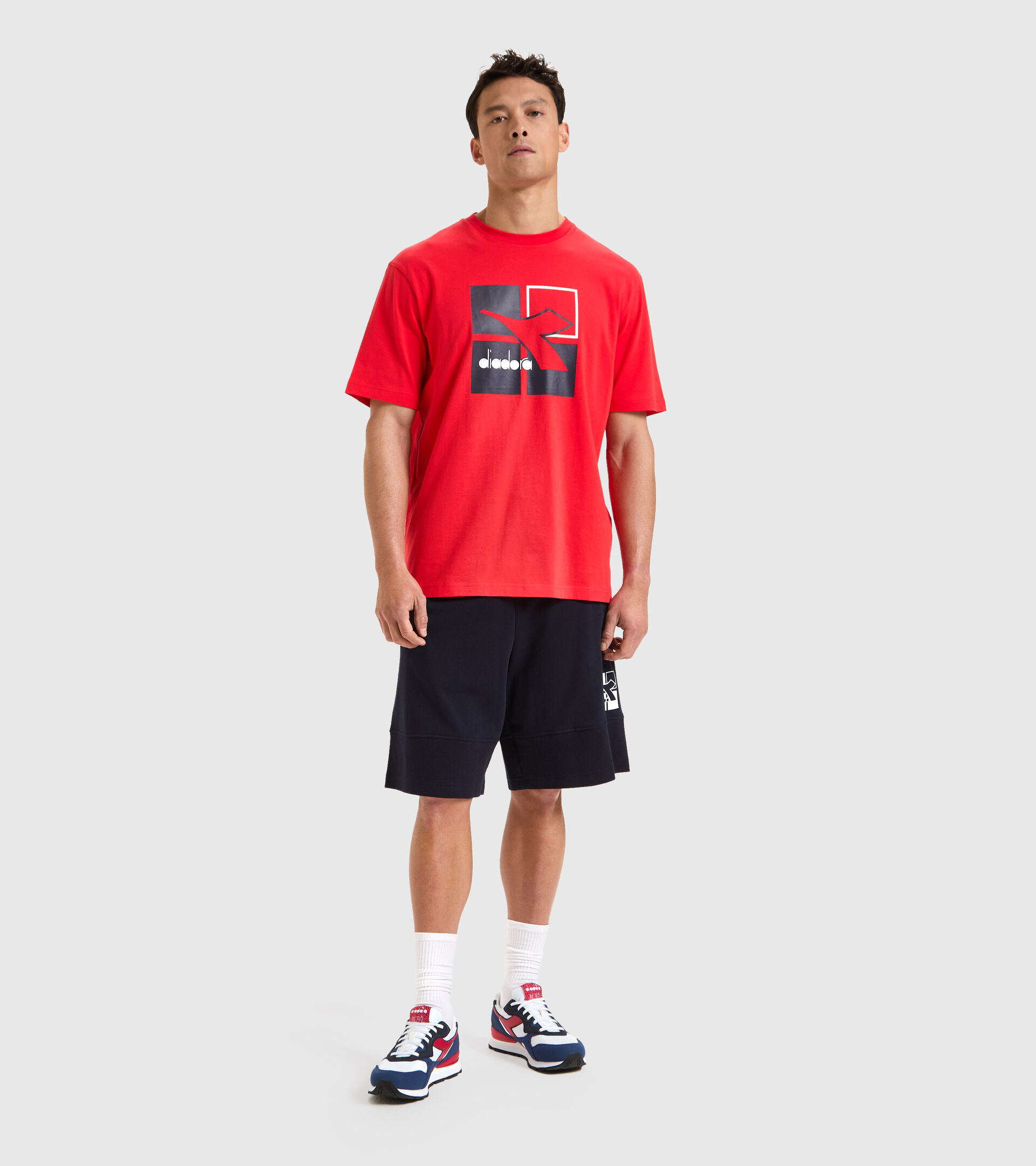 T-shirt in cotone - Uomo T-SHIRT SS FRAME ROSSO PAPAVERO - Diadora