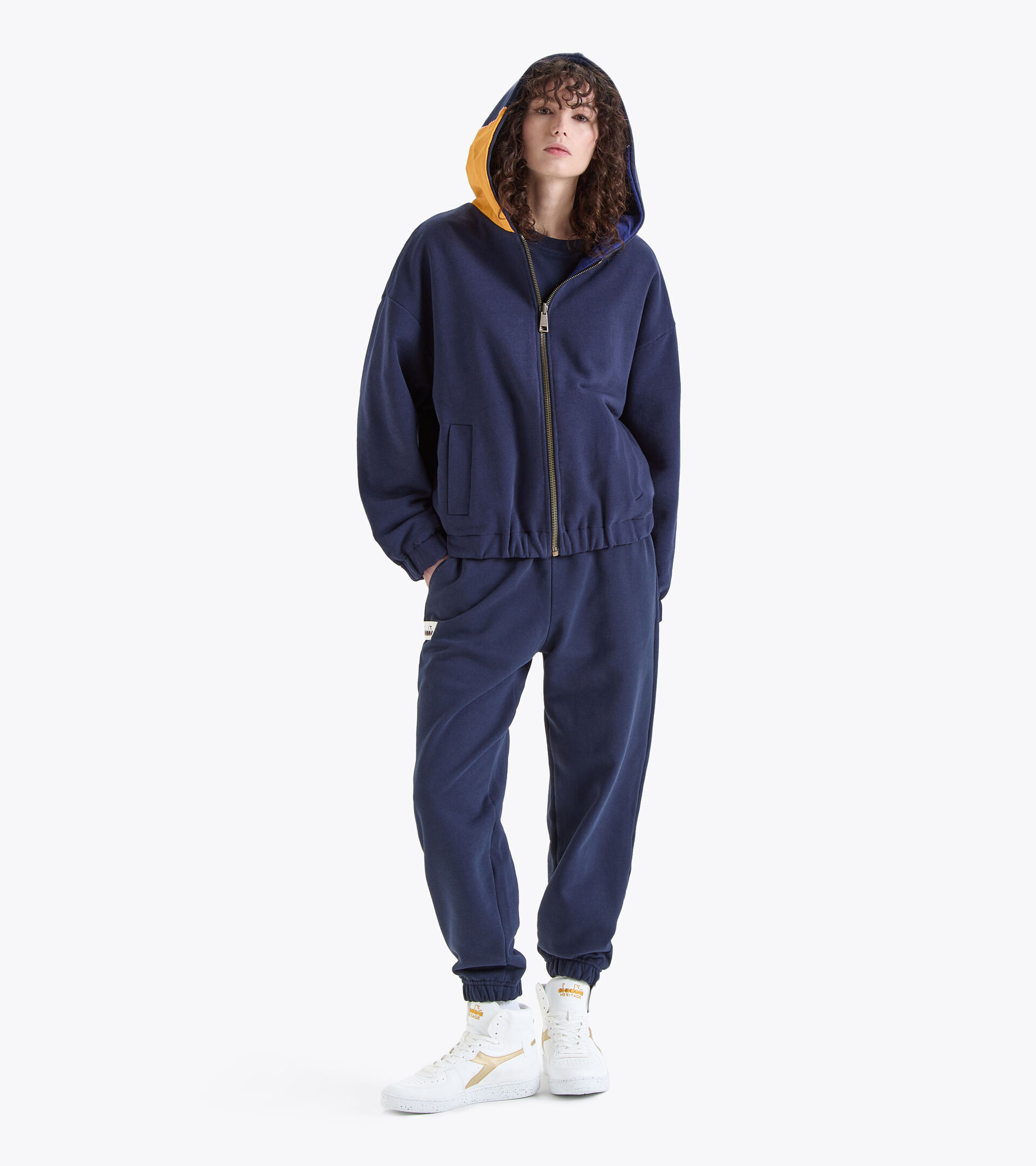 Felpa con cappuccio e zip 2030 Made in Italy - Donna L. FZ HOODIE REVERSIBLE 2030 BLU CORSARO - Diadora