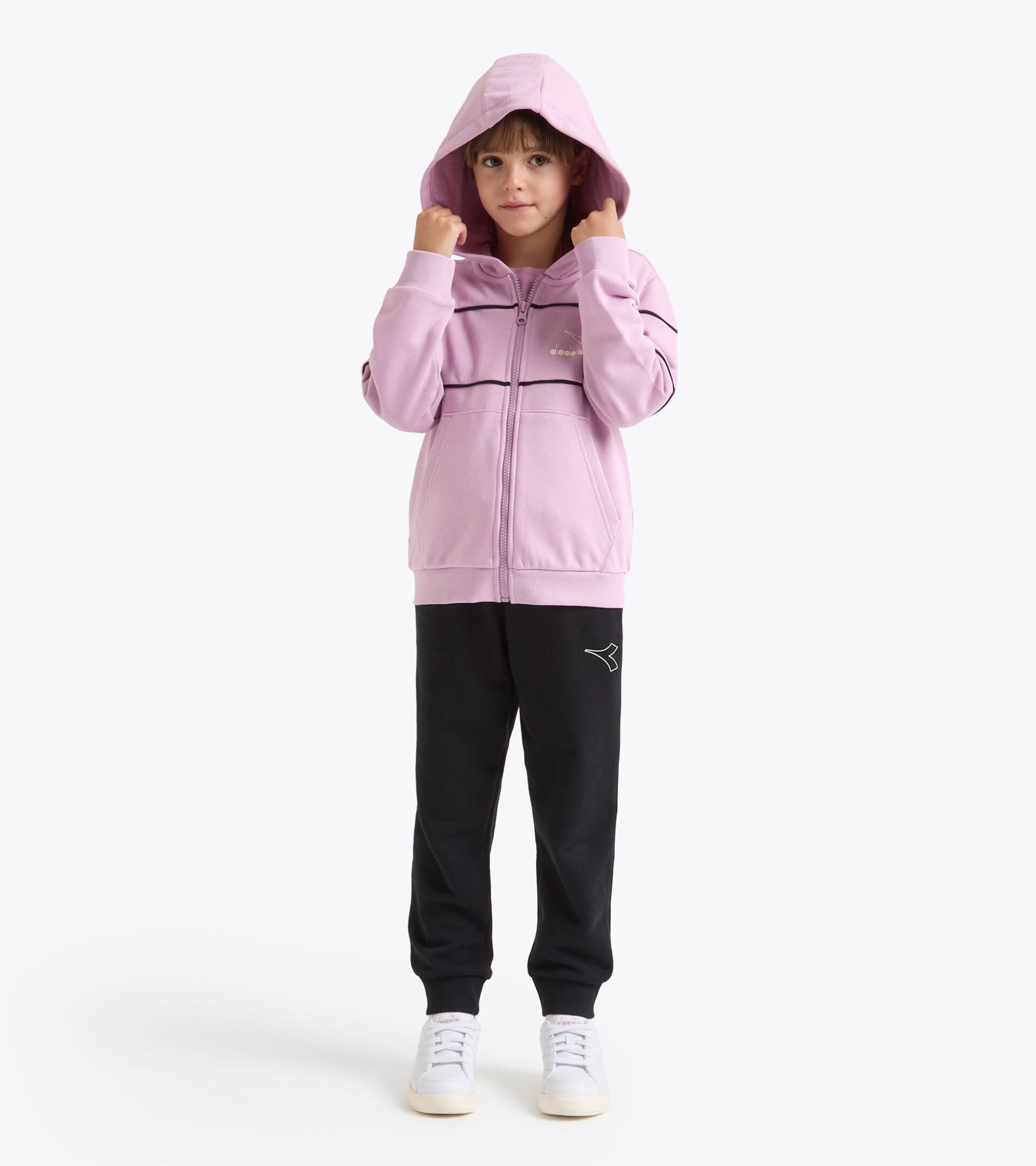 Coordinated tracksuit - Boys and girls  JU. TRACKSUIT HD FZ LOGO (FT) VIOLET MIST - Diadora