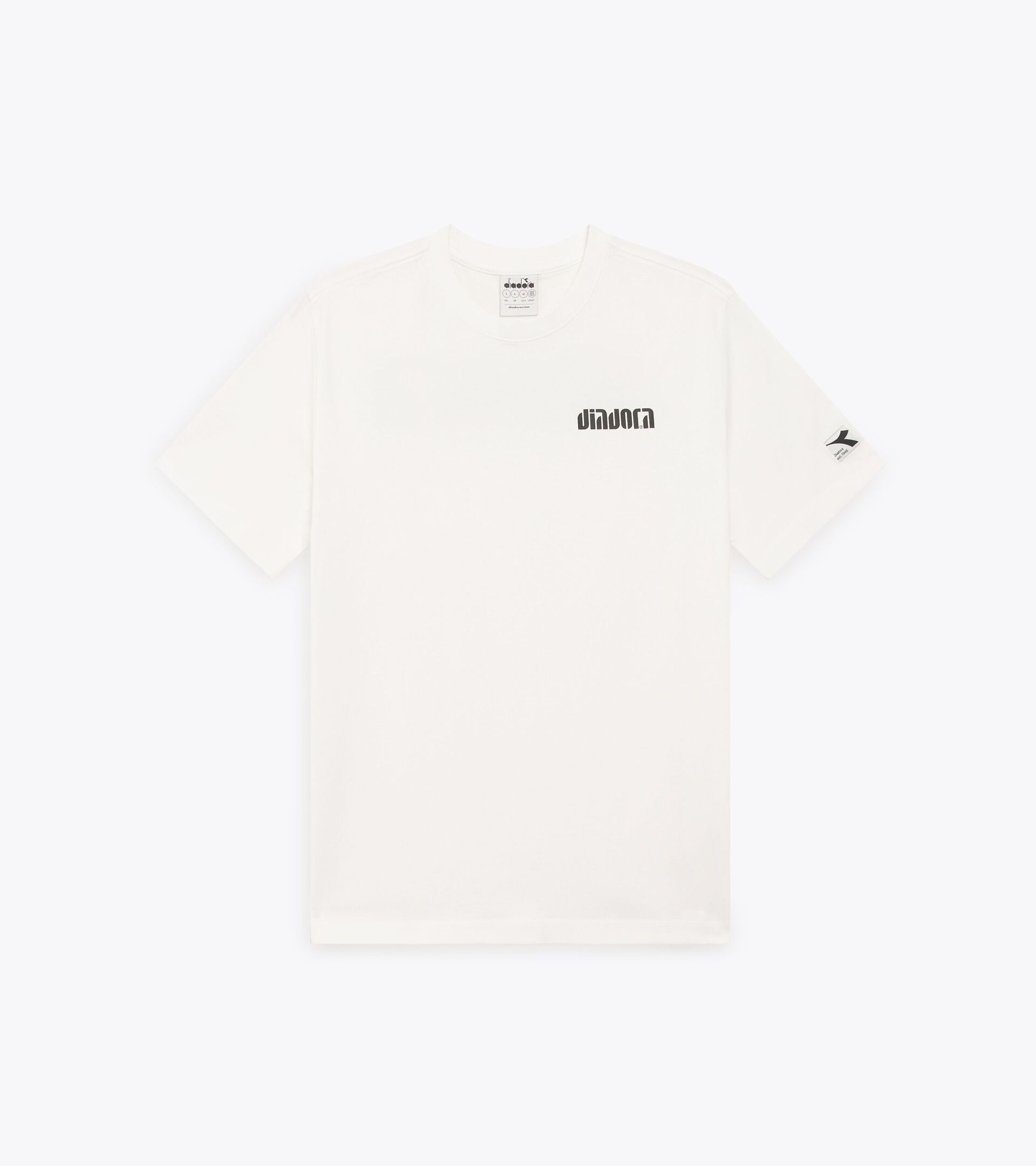 Cotton t-shirt - All-gender T-SHIRT SS ATHL. LOGO SL OPTICAL WHITE/BLACK - Diadora