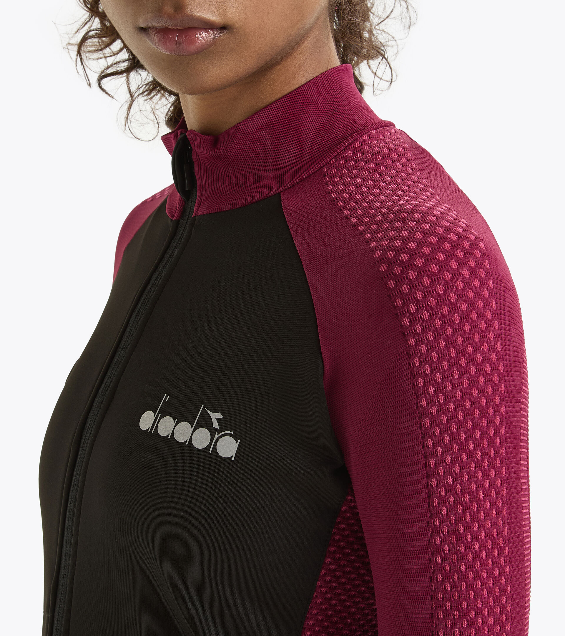 Italian-made running jacket - Women L. HIDDEN POWER JACKET VIOLET RUBINE - Diadora