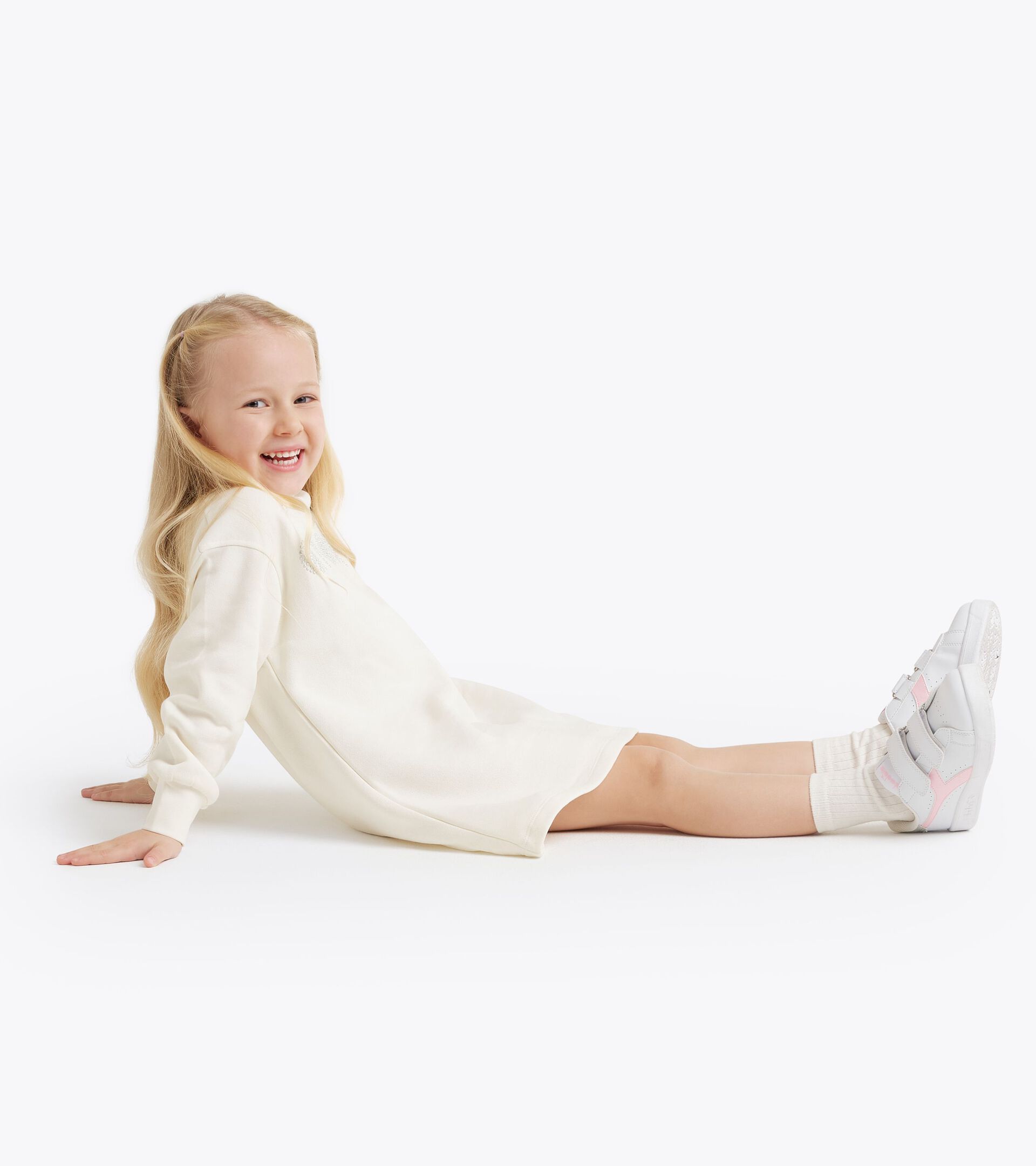 Vestido de felpa - Niña JG. DRESS RHINESTONE TD CREAM - Diadora
