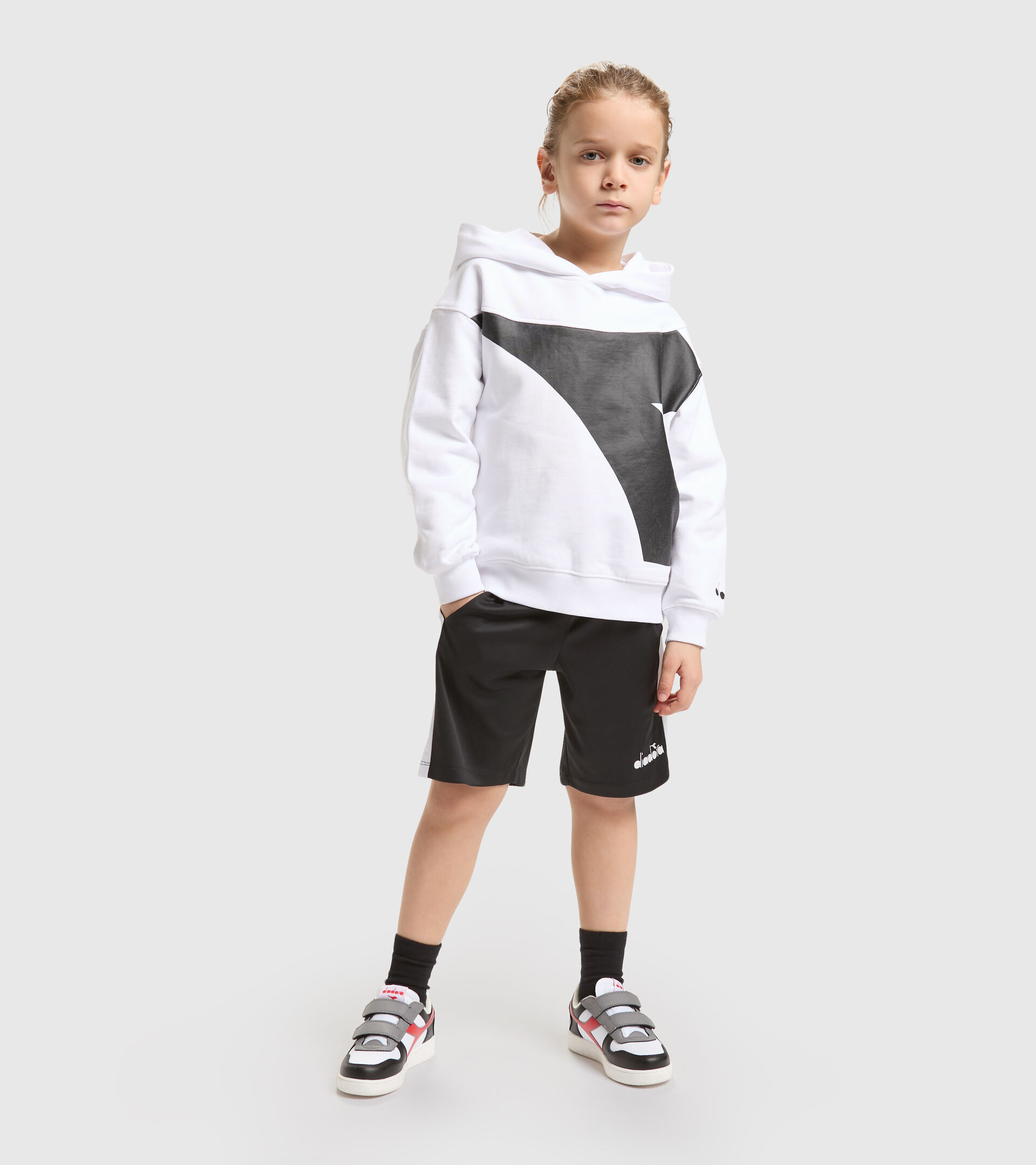 Felpa sportiva maxi logo - Ragazzi JB.HOODIE POWER LOGO BIANCO OTTICO - Diadora