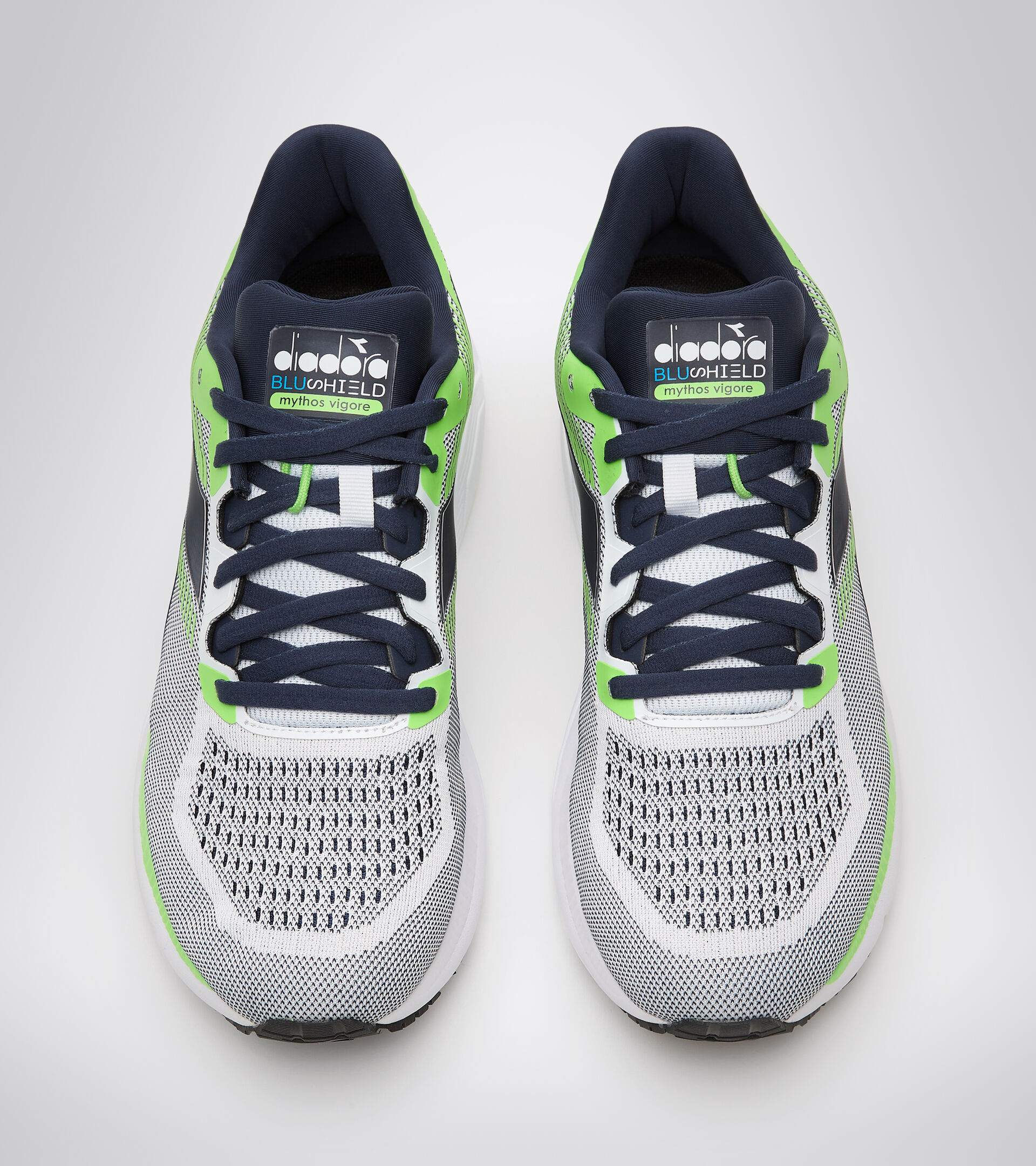 Running shoes - Men MYTHOS BLUSHIELD VIGORE WHITE/BLACK IRIS/NEON MINT - Diadora