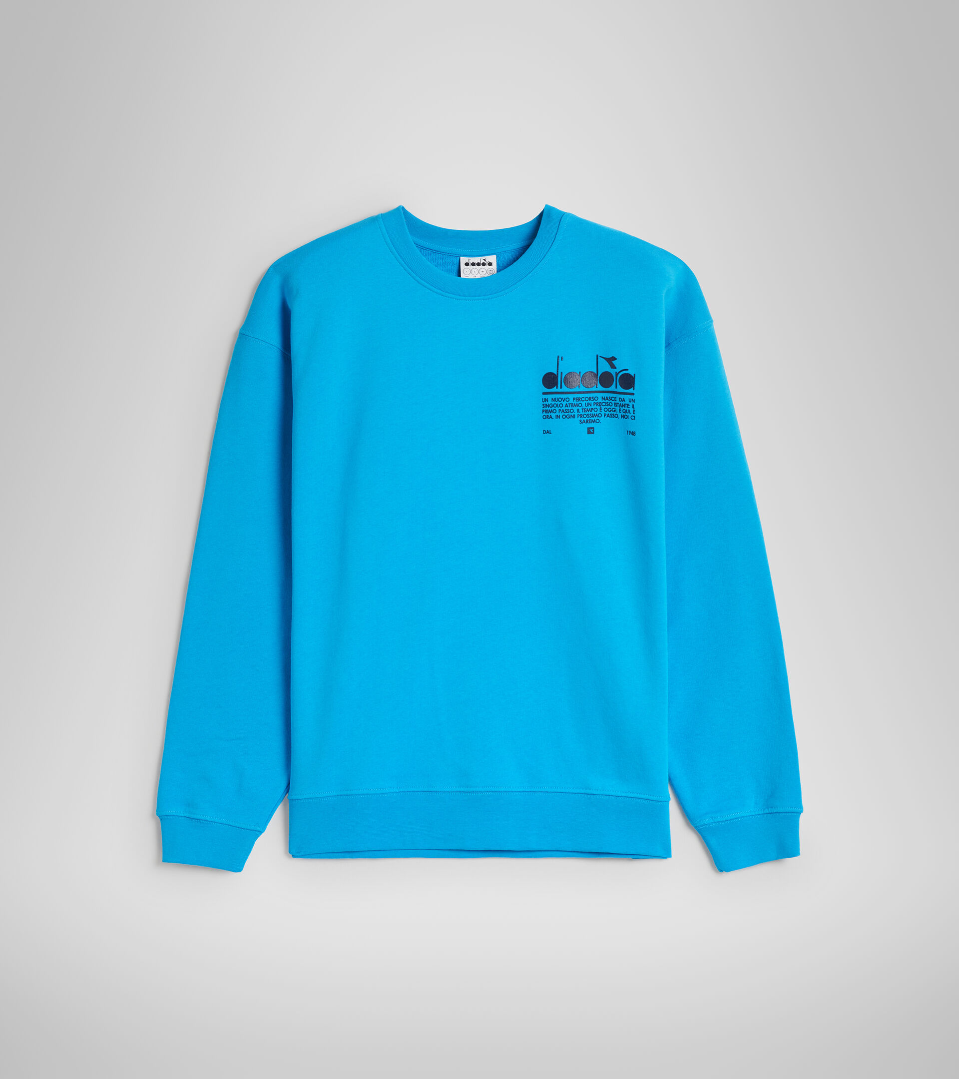 Organic cotton round-neck sweatshirt - Unisex SWEATSHIRT CREW MANIFESTO SKY BLUE INTENSE - Diadora