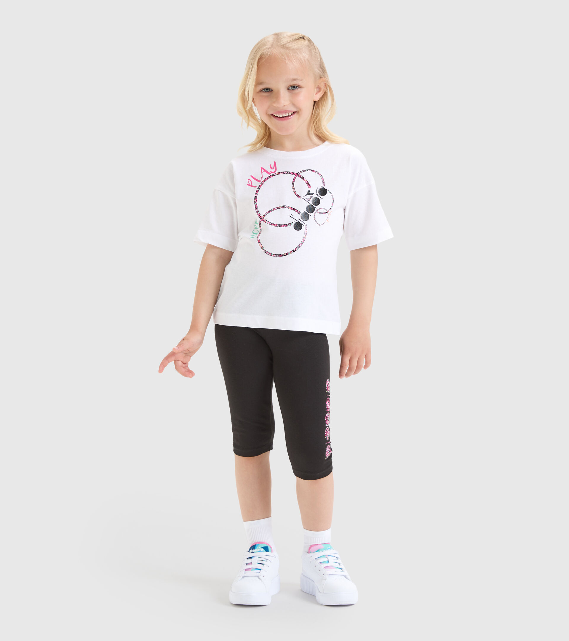 Stretchy T-shirt and shorts set - Girls JG.SET HOOPS OPTICAL WHITE - Diadora