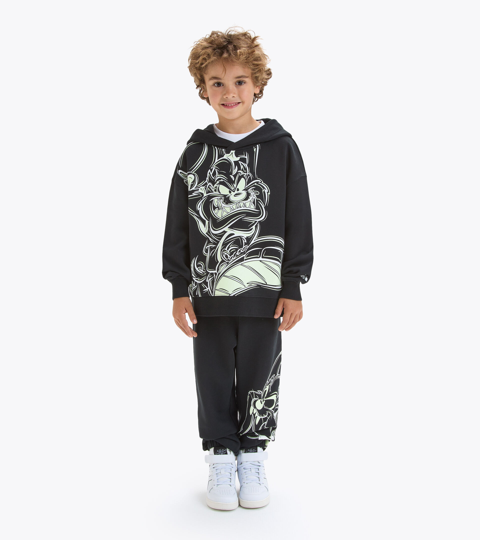 Hooded sweatshirt - Kids JU.HOODIE WB BLACK/OPTICAL WHITE - Diadora