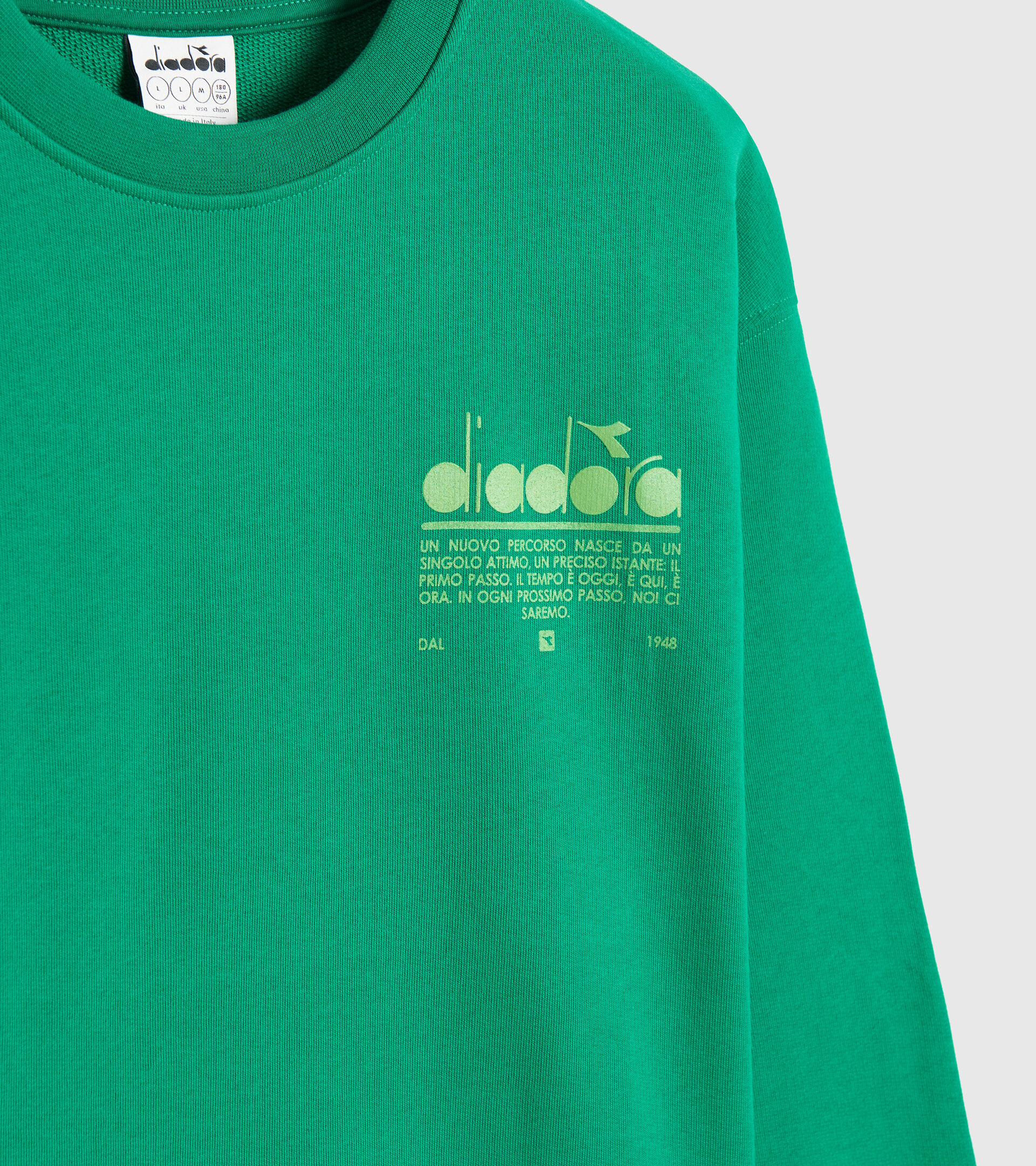 Sudadera de algodón - Unisex SWEATSHIRT CREW MANIFESTO VERDE ALEGRE - Diadora