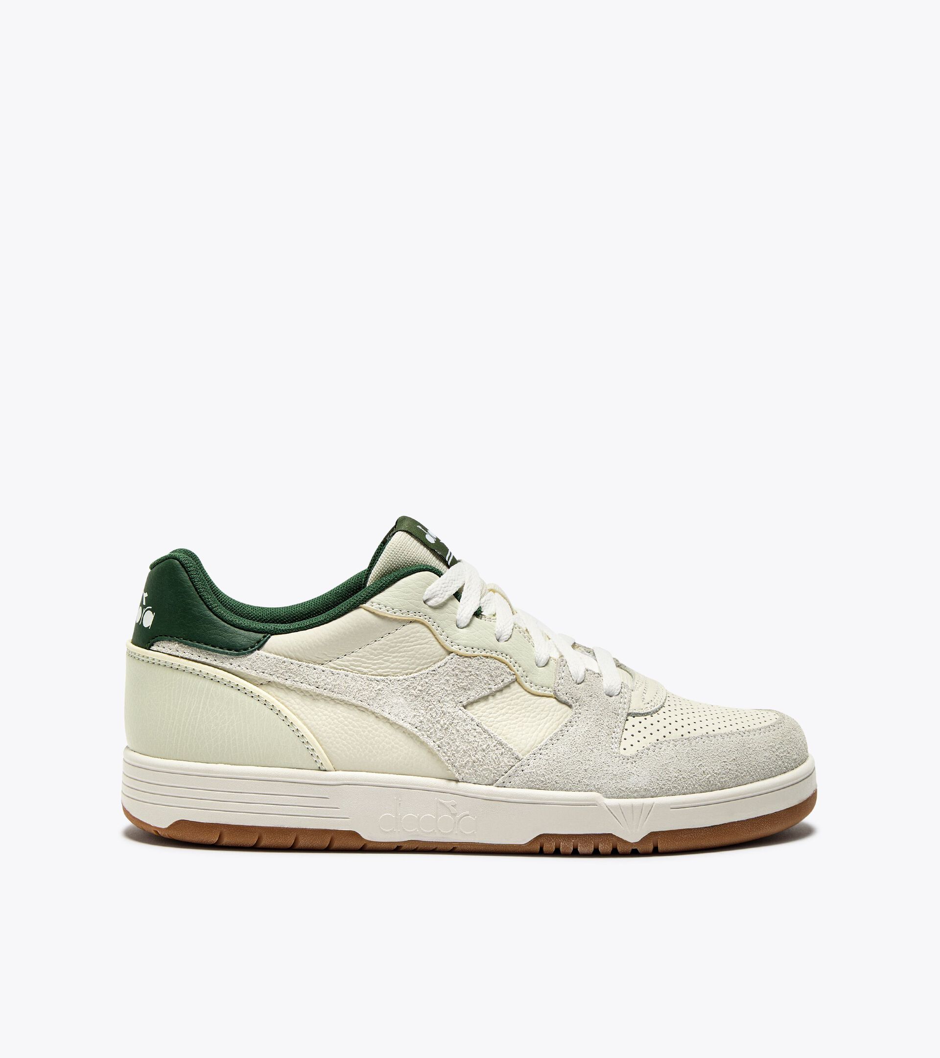 Leather sneaker - All-gender DEUCE M2 HAIRY WHITE/FOGLIAGE GREEN - Diadora