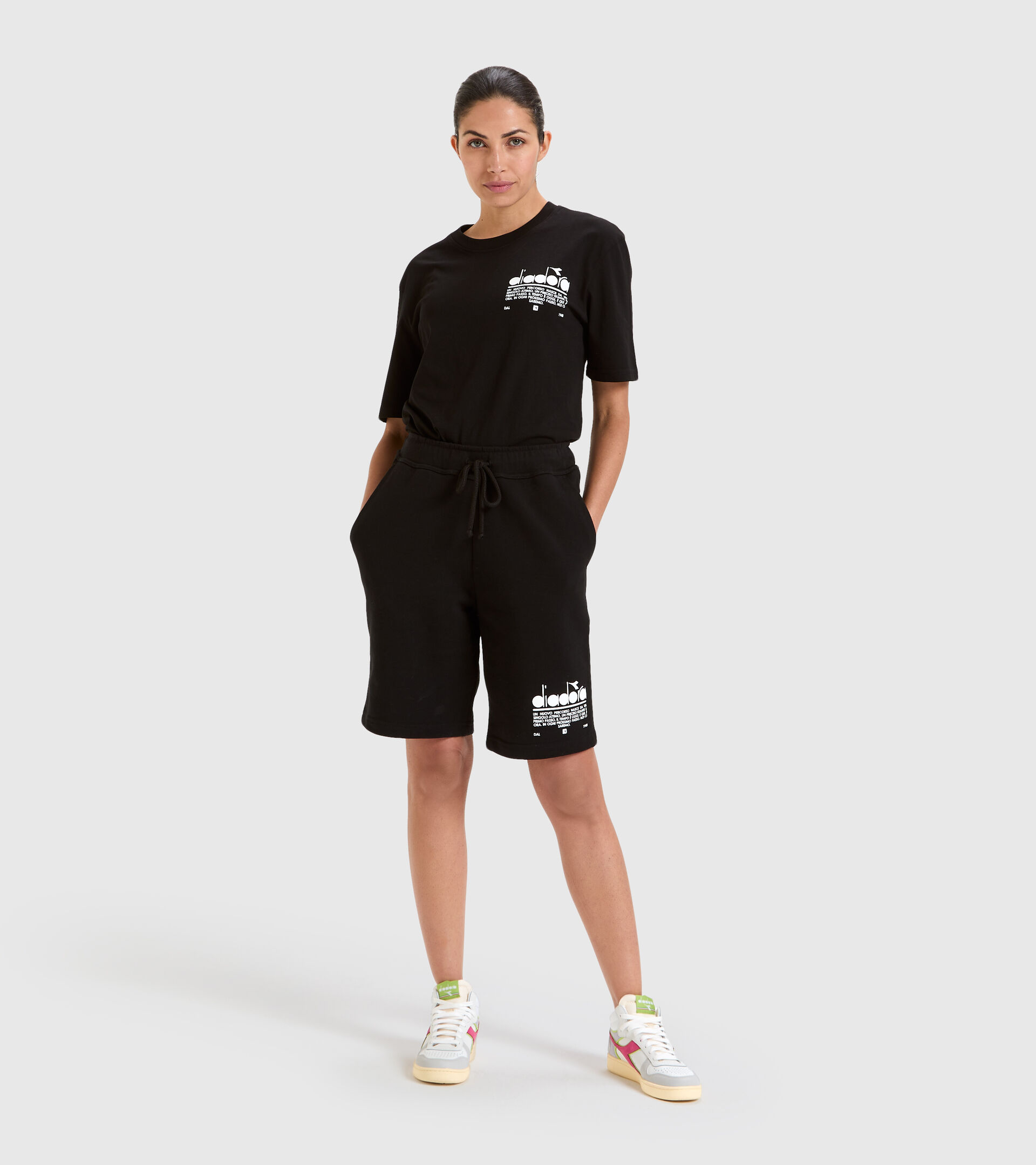 Cotton shorts - Unisex BERMUDA MANIFESTO BLACK - Diadora