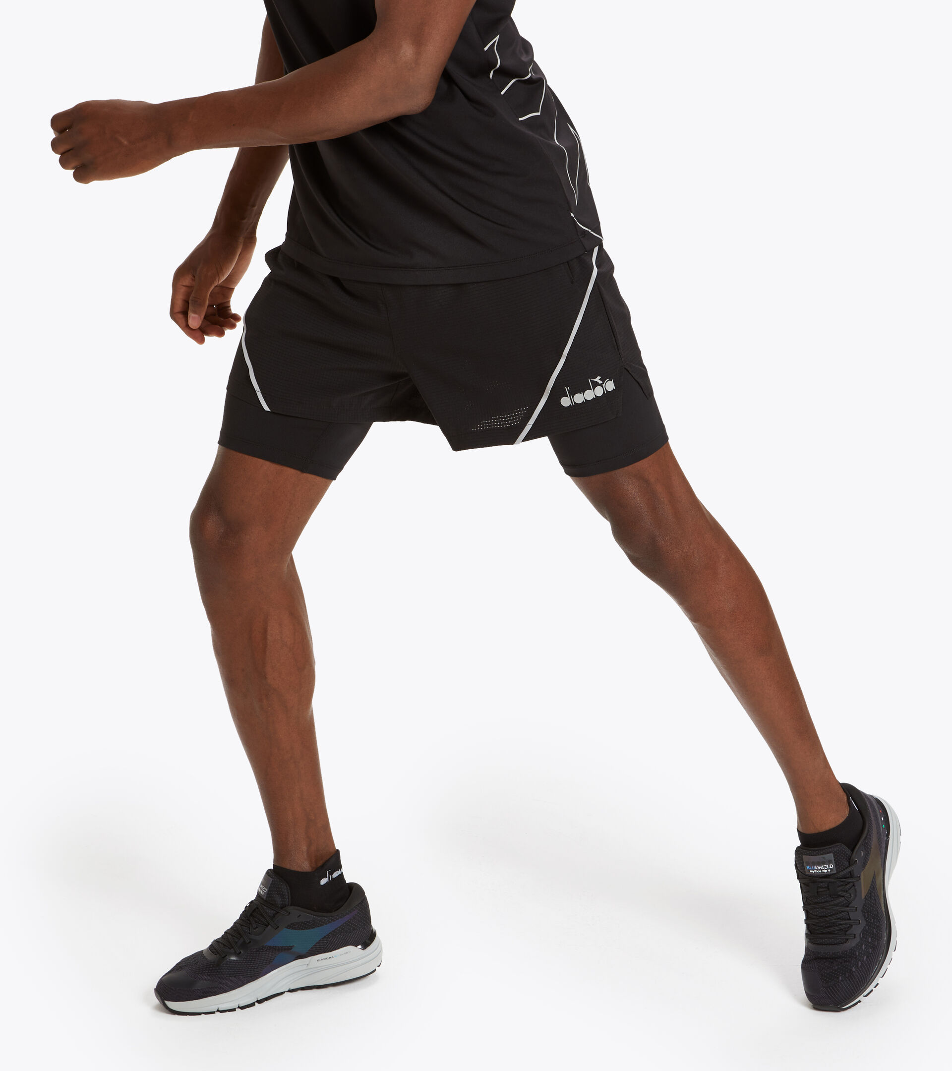 Running shorts - Men DOUBLE LAYER BERMUDA BLACK - Diadora