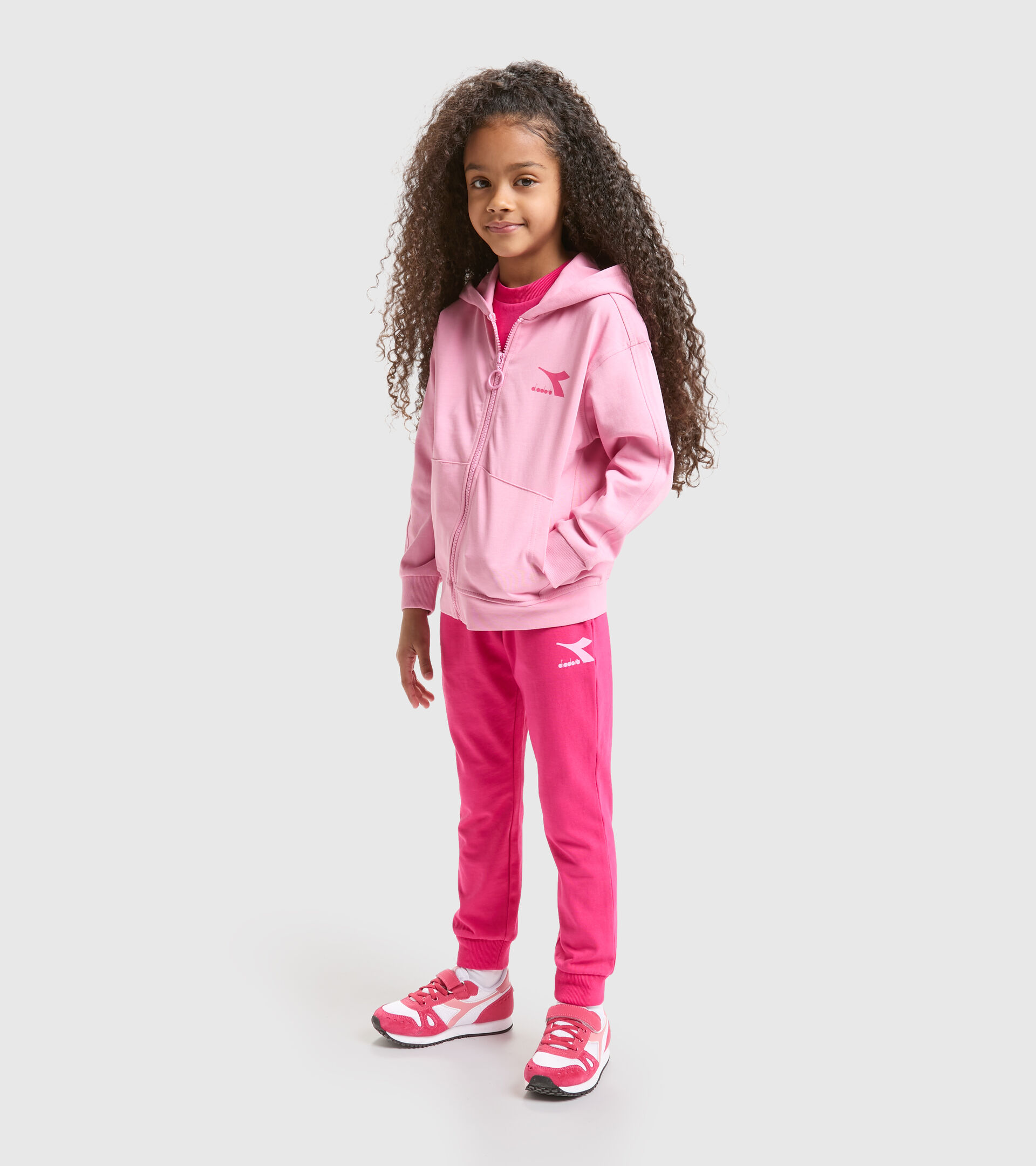 Junior cotton sports sweatshirt - Unisex JU. HOODIE FZ RAINBOW CANDY PINK - Diadora