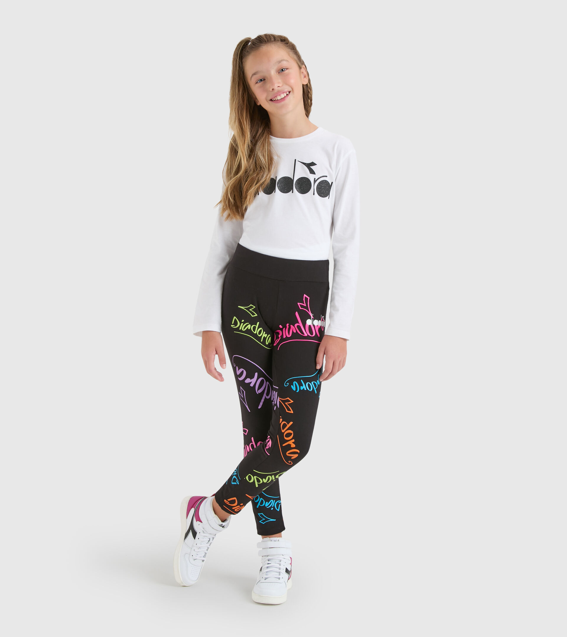 Leggings negros con detalles de colores - Niña JG.LEGGINGS D NEGRO - Diadora