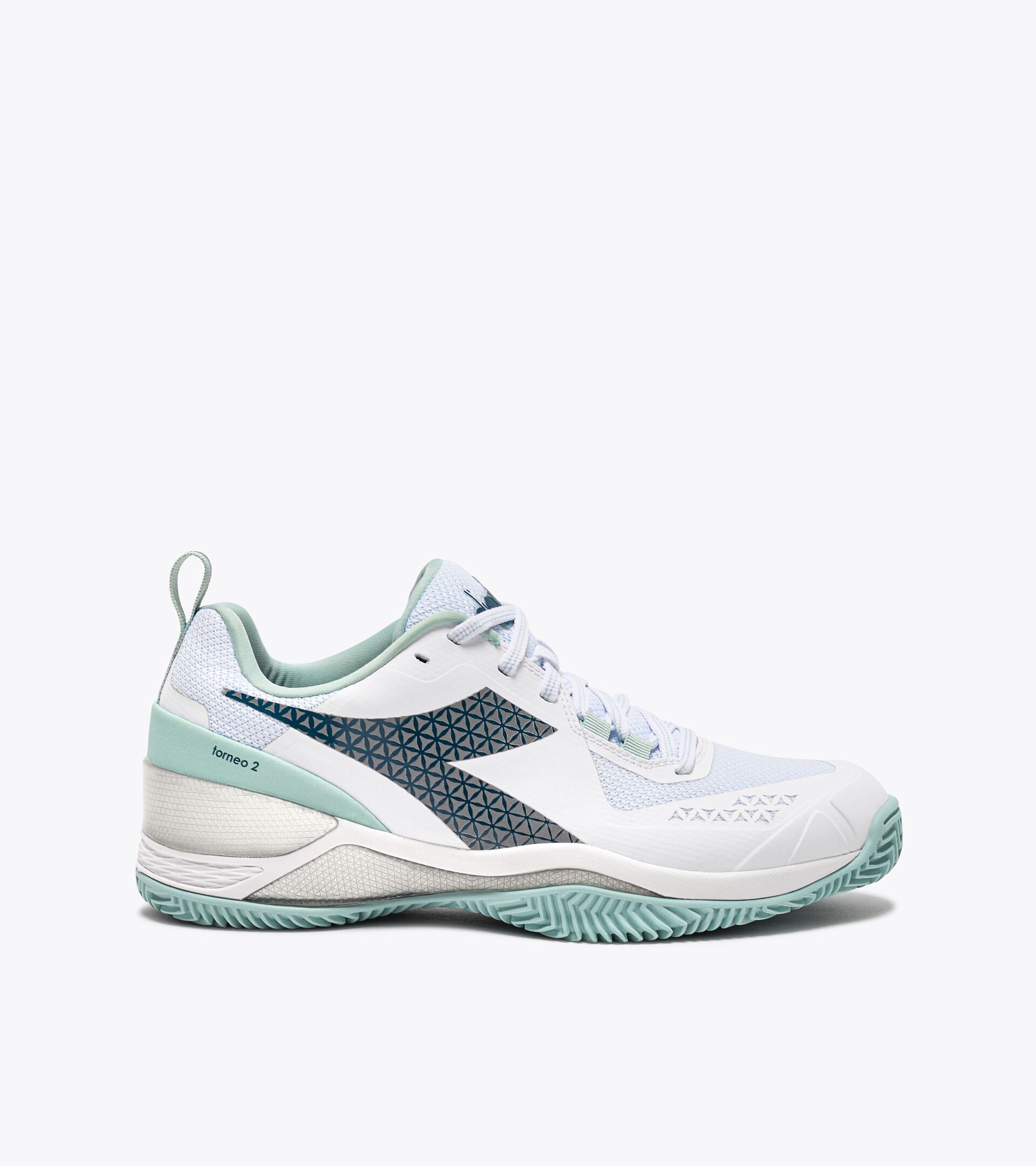 Chaussures de tennis pour terrains en terre battue - Femme  BLUSHIELD TORNEO 2 W CLAY WHITE/LEGION BLUE/SURF SPRAY - Diadora