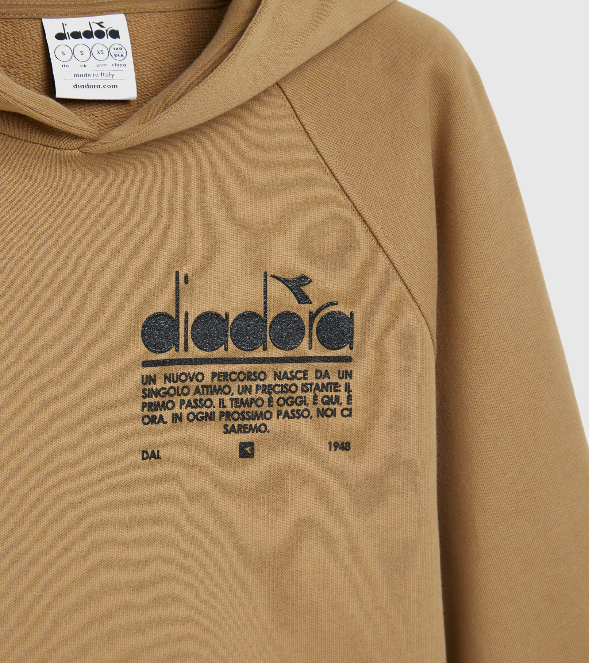 Cotton hooded sweatshirt - Women’s L. HOODIE CROP MANIFESTO BEIGE TAN - Diadora