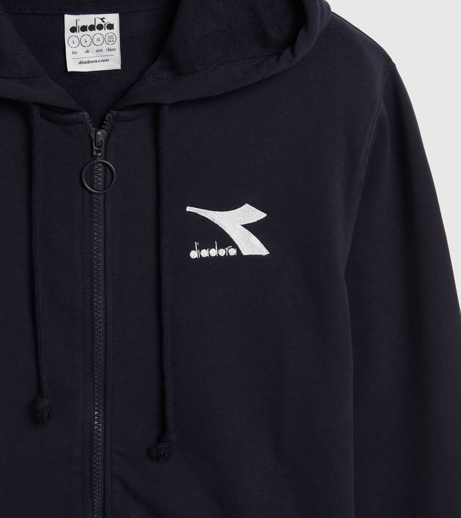Cotton-blend sports sweatshirt - Men HOODIE FZ SWEAT CORE CLASSIC NAVY - Diadora