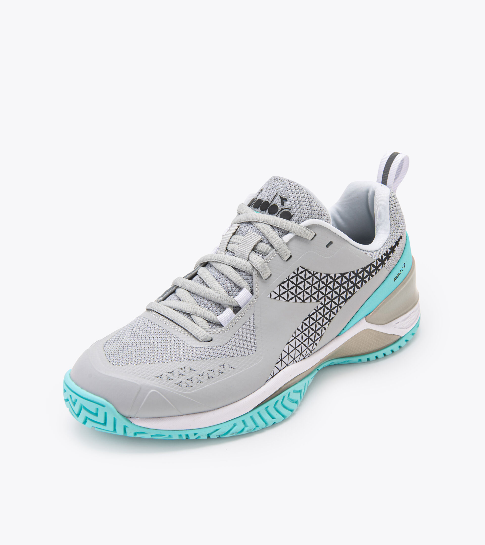 Tennis shoes for hard surfaces or clay courts - Women BLUSHIELD TORNEO 2 W AG SILVER DD/BLACK/ARUBA BLUE - Diadora