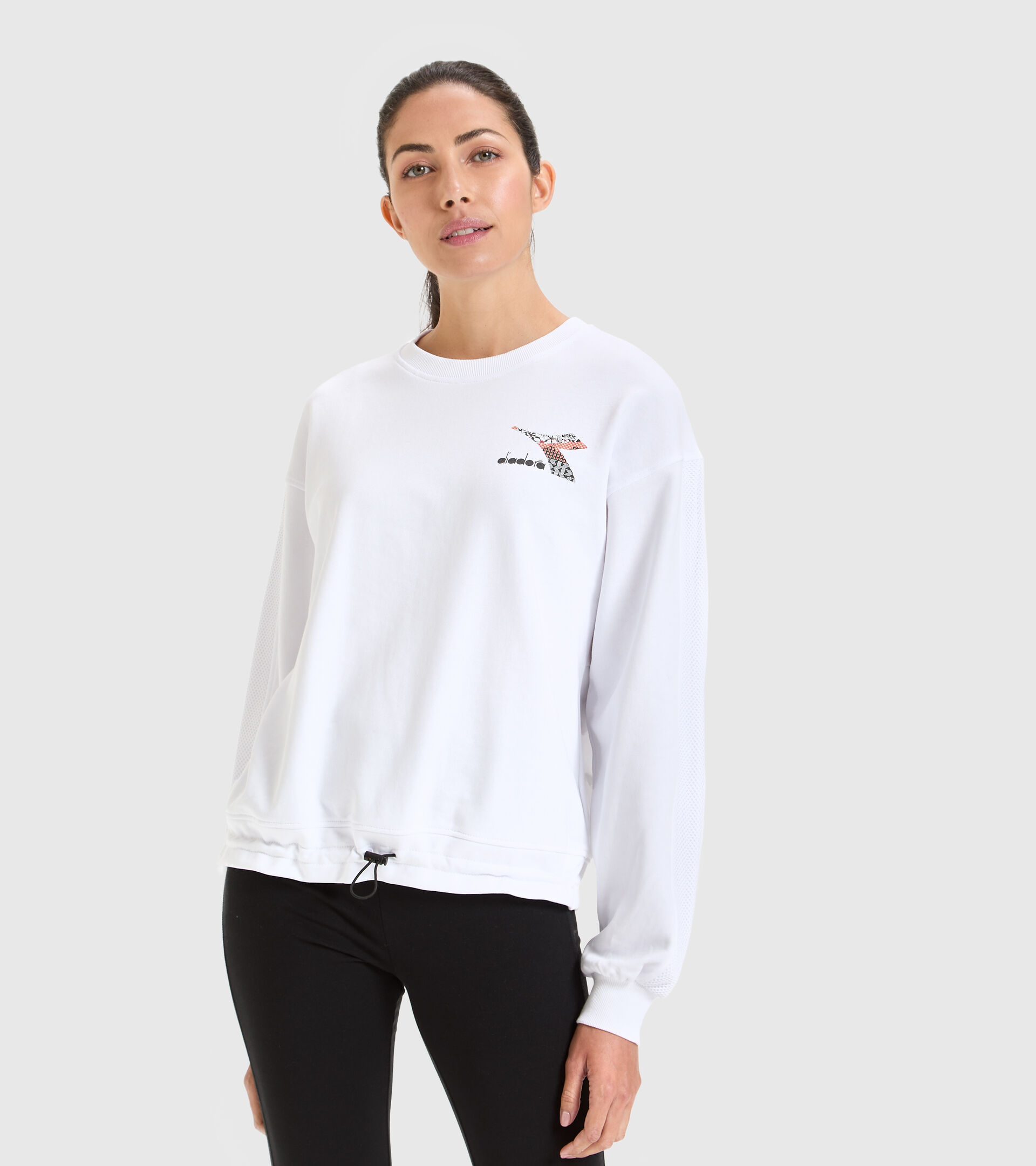 Cotton sports sweatshirt - Women L.SWEAT FLOSS OPTICAL WHITE - Diadora