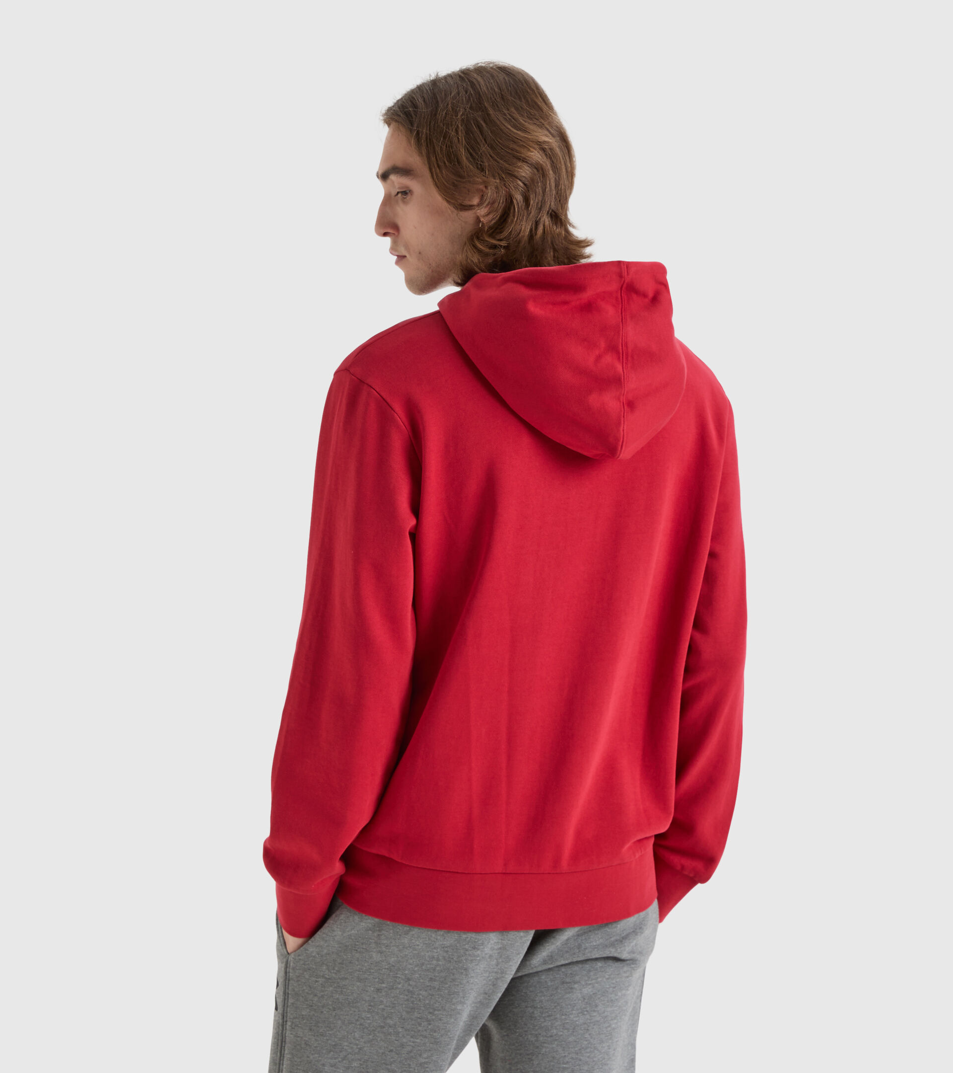 Sporty hooded sweatshirt - Men HOODIE CHROMIA SCARLET SAGE - Diadora