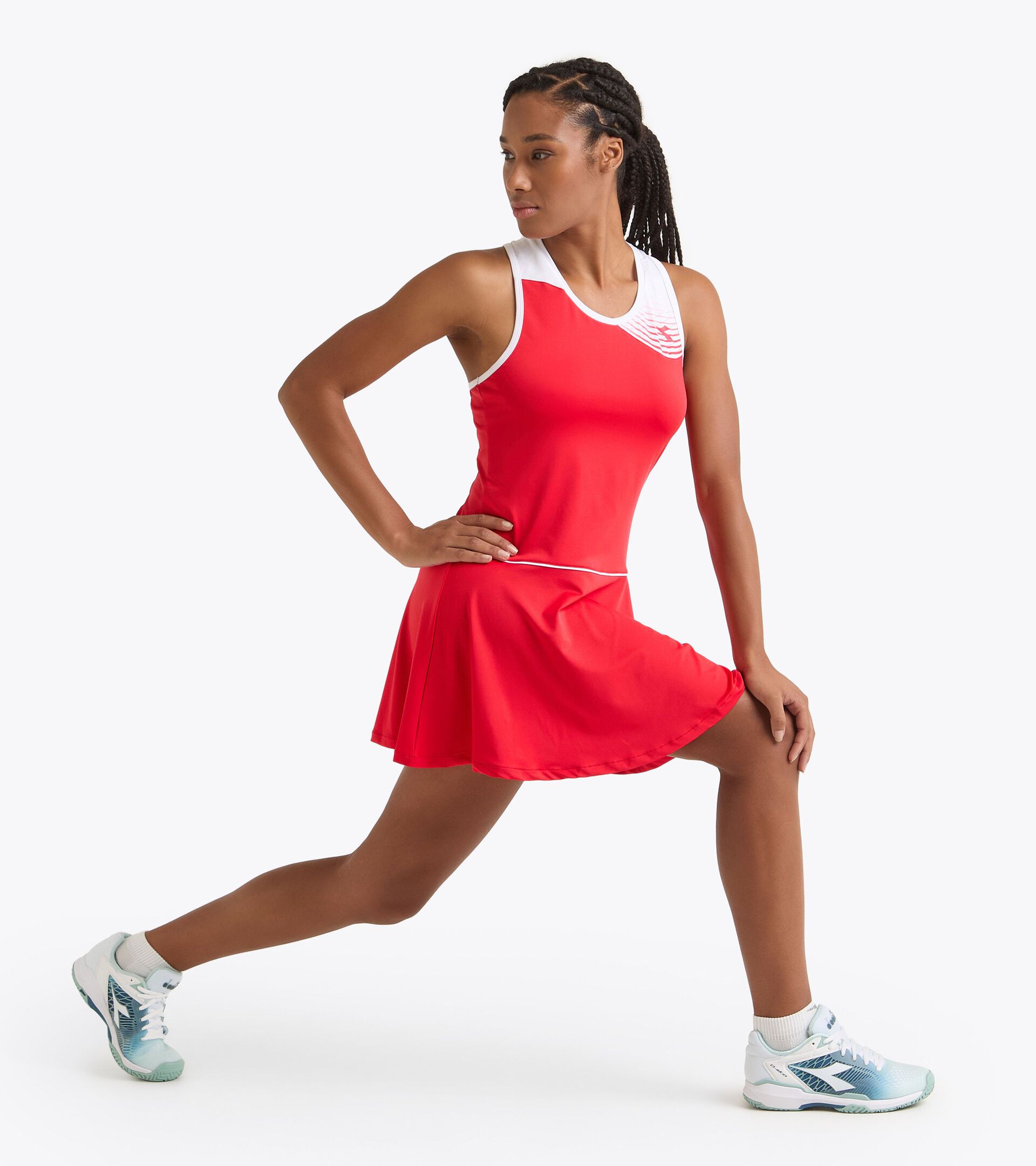Robe de tennis - Femme L. DRESS COURT ROUGE TOMATE - Diadora