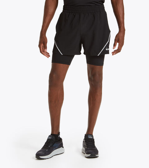 Running shorts - Men DOUBLE LAYER BERMUDA BLACK - Diadora