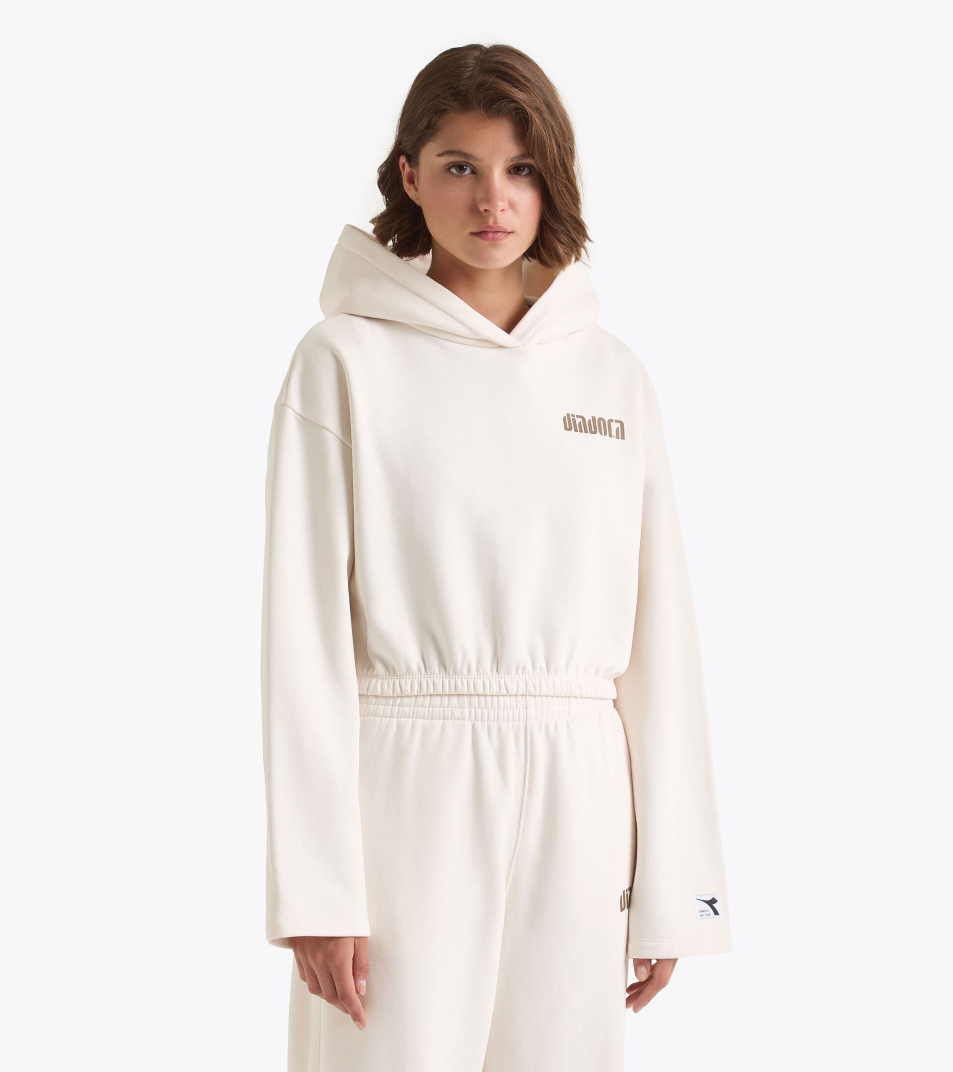 Cropped hoodie - Women's
 L. HOODIE ATHL. LOGO WHISPER WHITE - Diadora