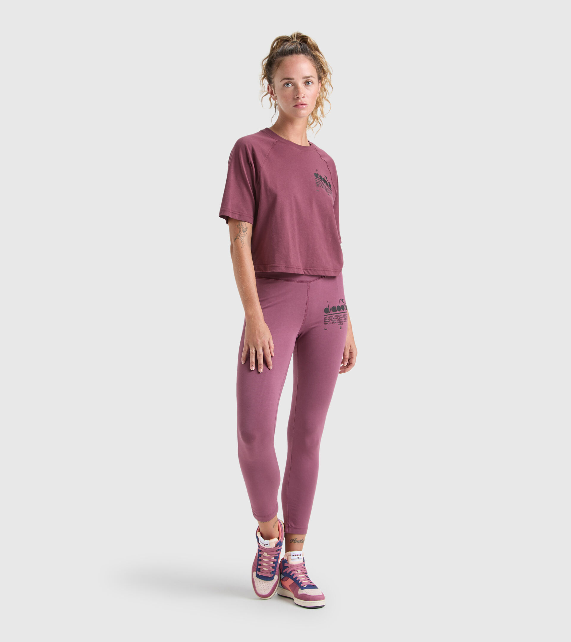 Stretch cotton leggings - Women’s L. LEGGINGS MANIFESTO AFRICAN VIOLET - Diadora