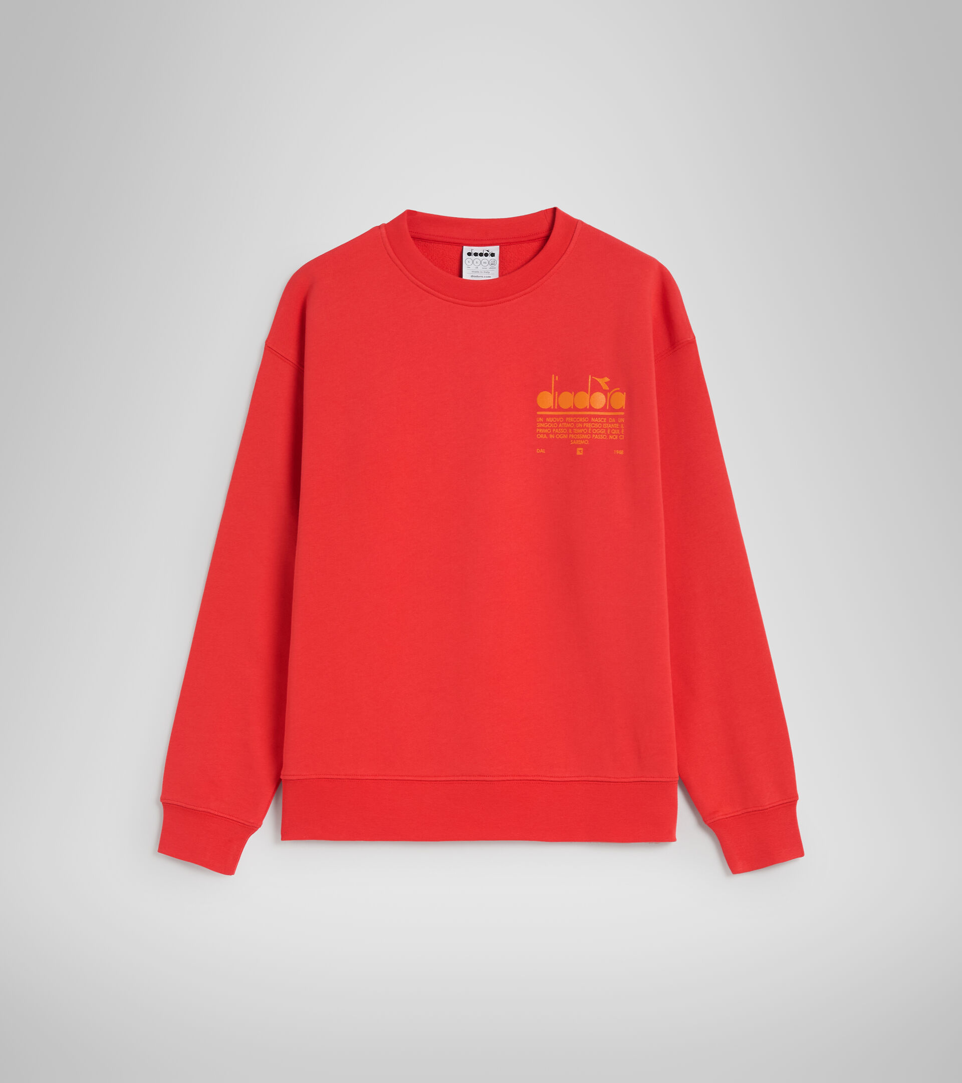 Cotton round-neck sweatshirt - Unisex SWEATSHIRT CREW MANIFESTO POPPY RED - Diadora