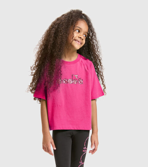 T-shirt de sport en coton - Ado fille JG.T-SHIRT SS BLOSSOM FUCHSIE VIOLET - Diadora