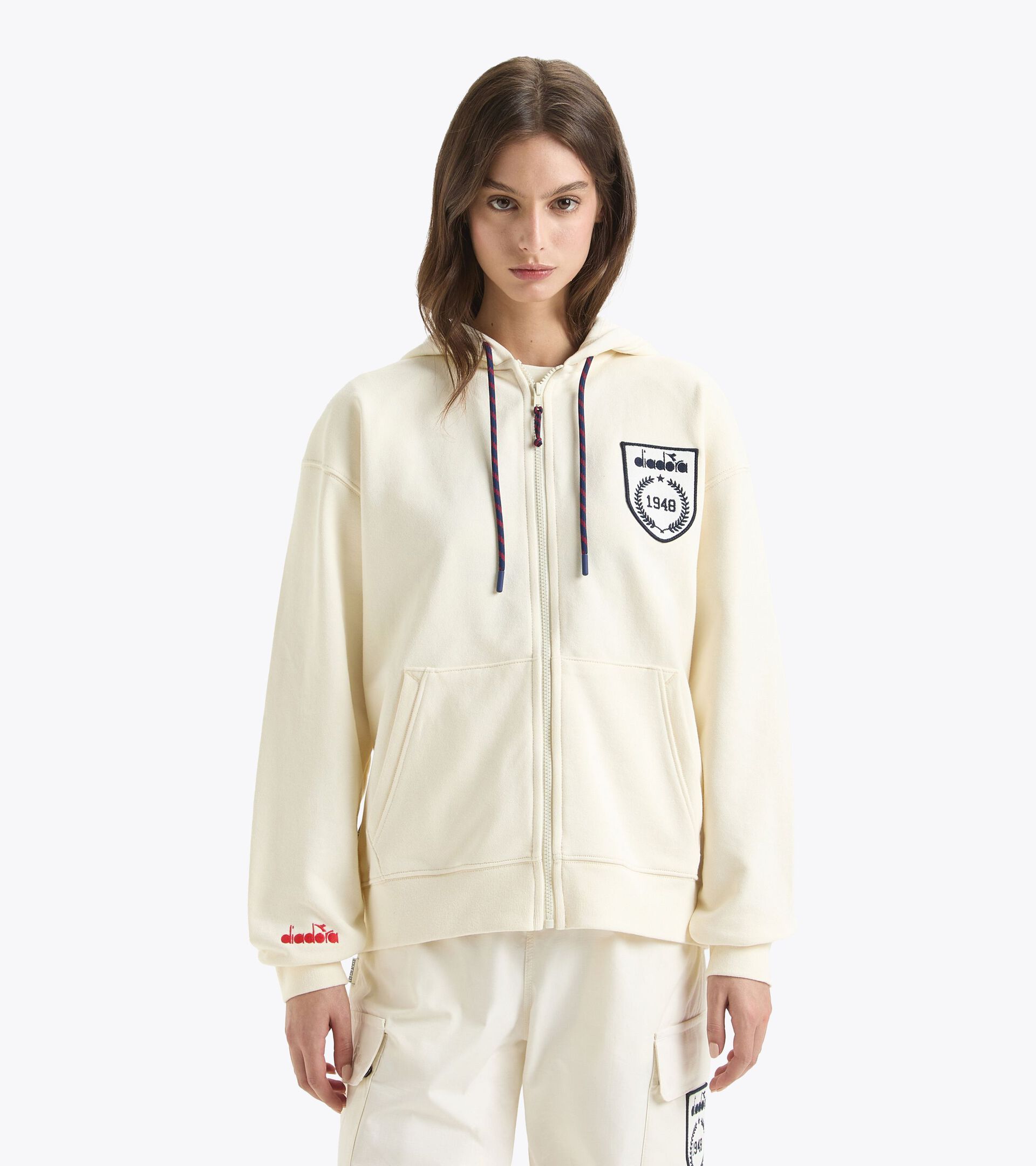 Sporty hoodie - Made in italy - Gender Neutral HOODIE FZ LEGACY BUTTER WHITE - Diadora