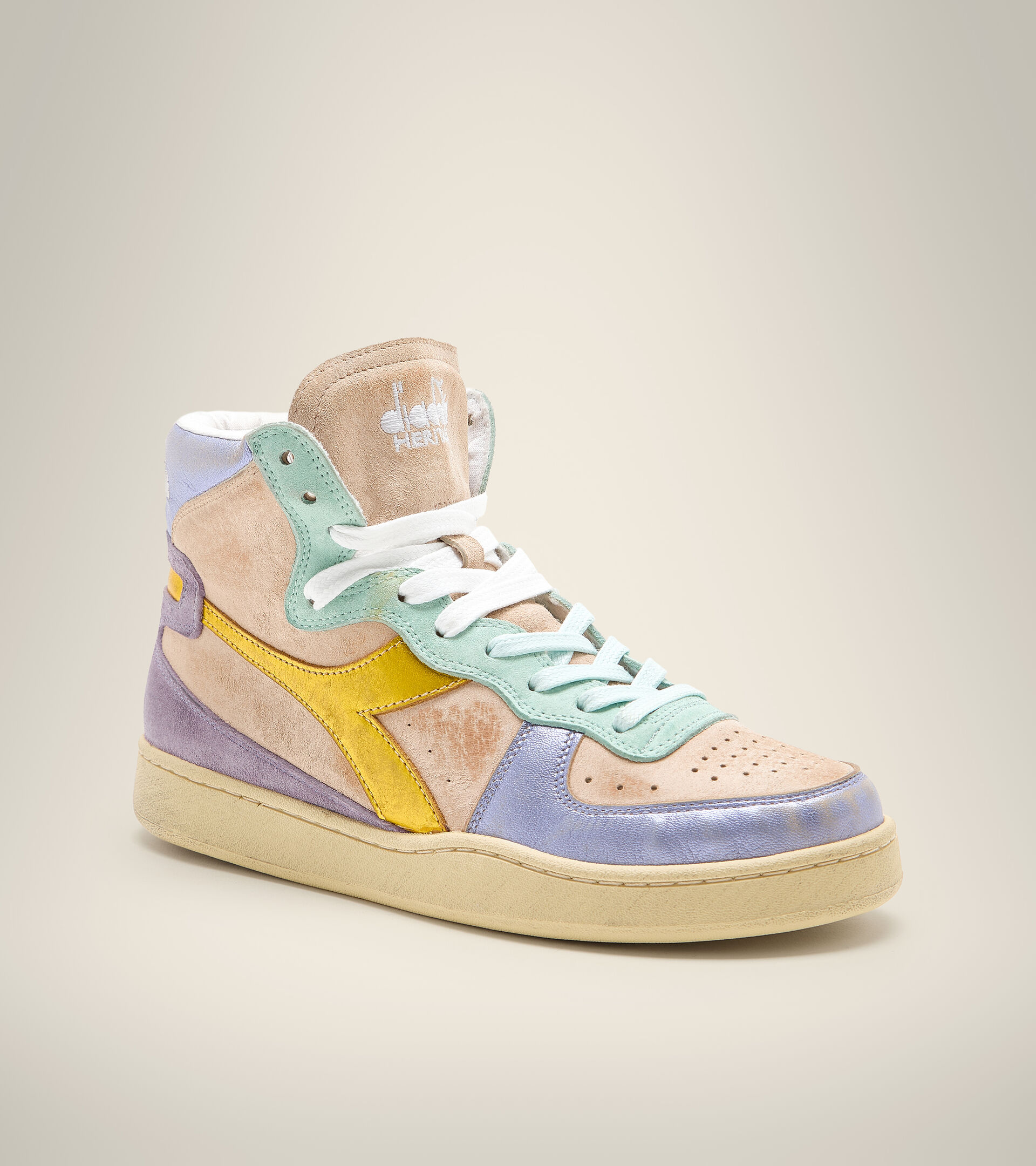 Heritage-Schuh - Damen MI BASKET METAL PIGSKIN USED WN CLOUD PINK/ALABASTER GLEAM - Diadora