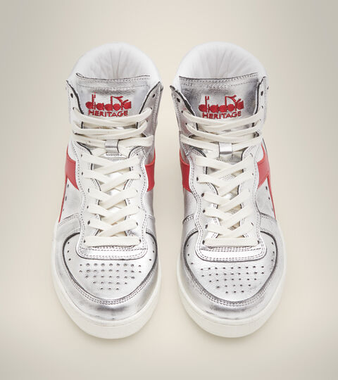MI BASKET SILVER USED W, ARGENTO/ROSSO Chaussures Heritage - Femme MI BASKET SILVER USED W ARGENTO/ROSSO - Diadora