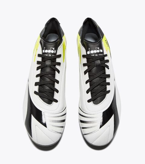 MAXIMUS ICON ITA SLX, BLACK/WHITE/YELLOW FL DD Leather calcio boots for firm grounds - Made In Italy - Gender Neutral MAXIMUS ICON ITA SLX BLACK/WHITE/YELLOW FL DD - Diadora