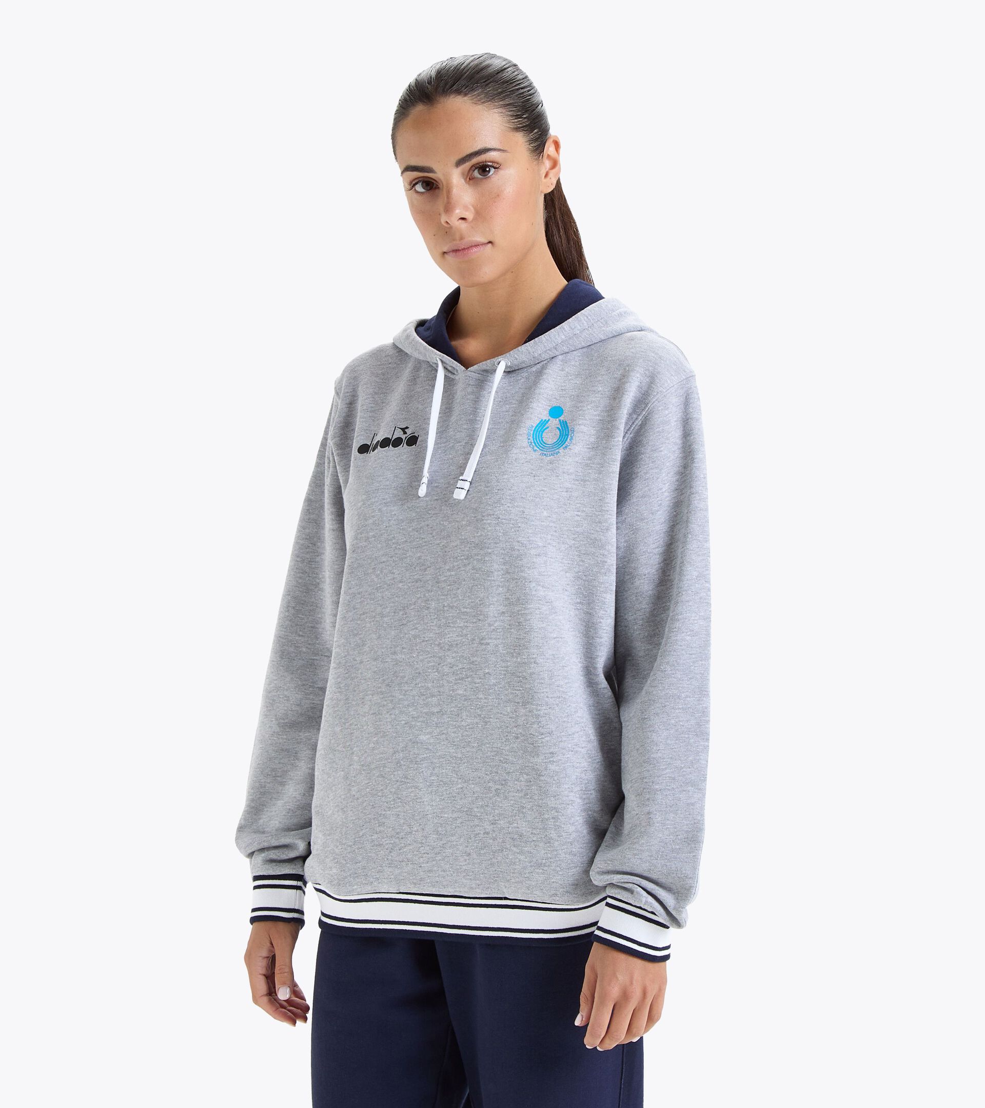 Representative hoodie - Italy Women’s National Beach Volleyball Team TOP FELPA RAPPRESENTANZA DONNA BV23 ITA LIGHT MIDDLE GRAY MELANGE - Diadora