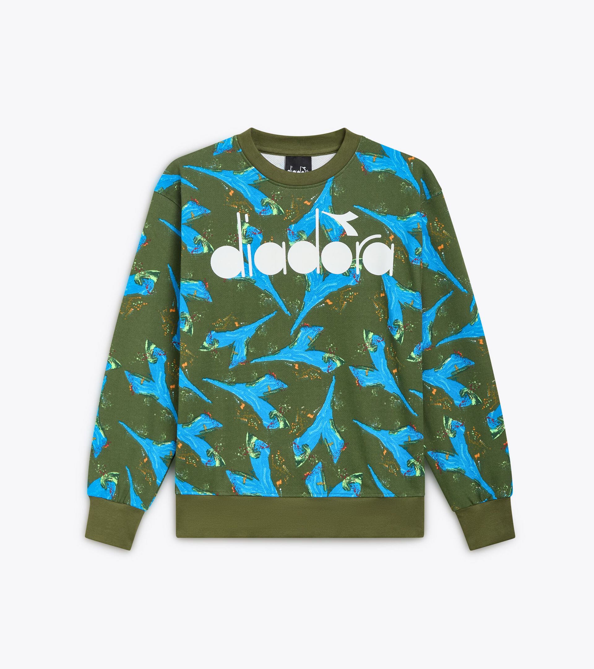 Crewneck sweatshirt - Boy JB. SWEATSHIRT  CREW LOGO AOP GREEN MILITARY - Diadora