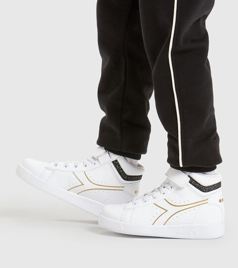 GAME P HIGH GIRL PS, WHITE/BLACK/GOLD Sports shoes - Kids 4-8 years GAME P HIGH GIRL PS WHITE/BLACK/GOLD - Diadora