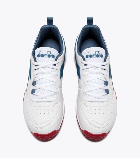 S.CHALLENGE 5 SL CLAY, WHITE/OCEANVIEW/SALSA Tennis shoes for clay courts - Men S.CHALLENGE 5 SL CLAY WHITE/OCEANVIEW/SALSA - Diadora