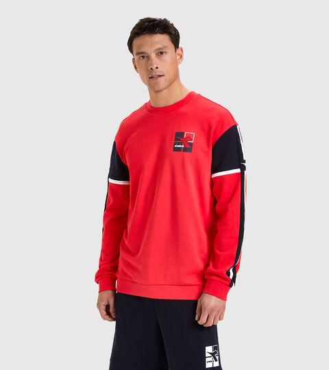 Sweatshirt aus Baumwoll-Frottee - Herren SWEATSHIRT CREW WEAVE MOHNBLUME ROT - Diadora