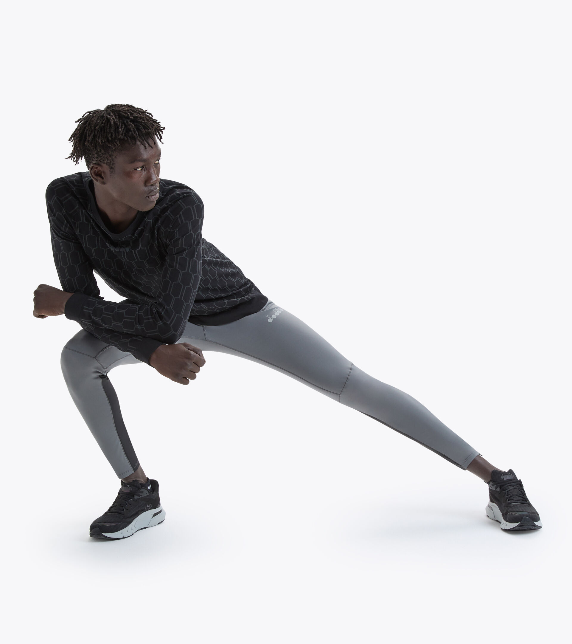 Leggings da running - Uomo WINTER RUNNING TIGHTS BE ONE GRIGIO ACCIAIO - Diadora