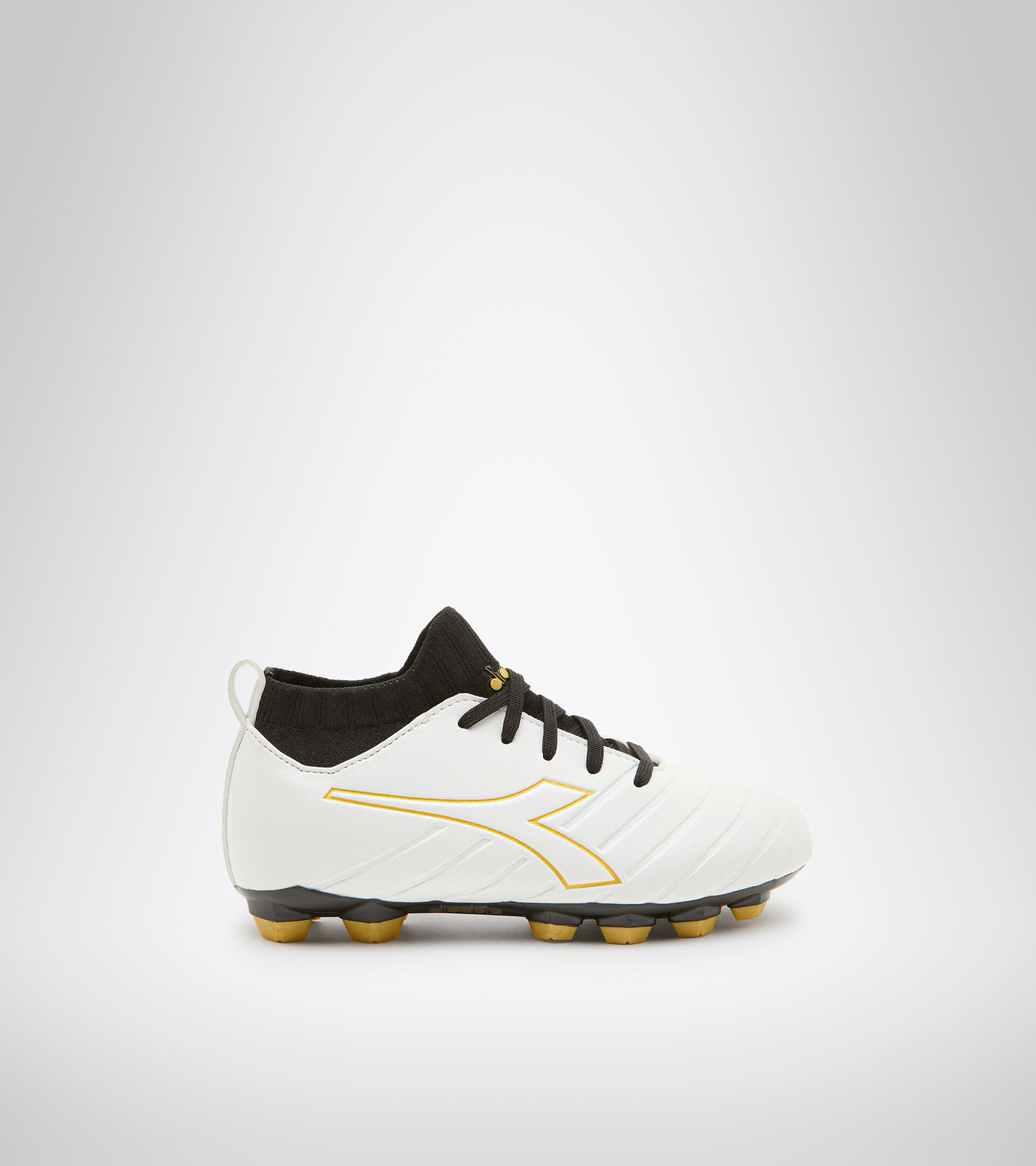 Botas de fútbol para terrenos compactos - Unisex Niño BRASIL ELITE R LPU JR BLANCO/ORO MARRON - Diadora
