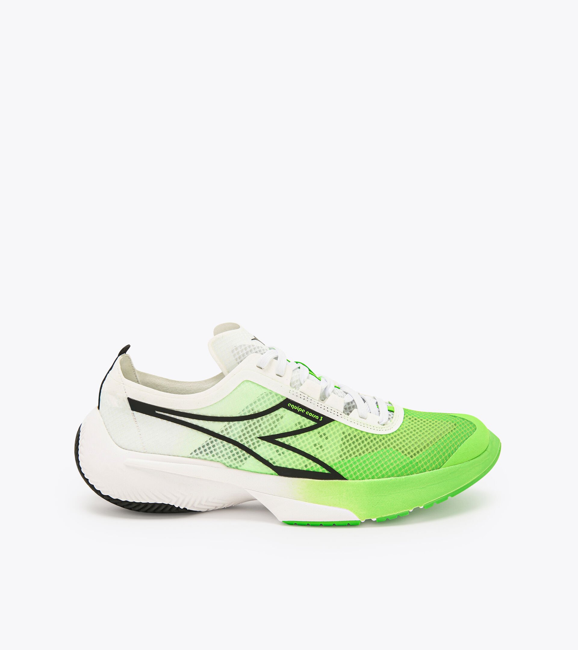 Zapatillas de running - Hombre EQUIPE CORSA 3 BLANC/NEGRO/VERDE FLUO (C6032) - Diadora