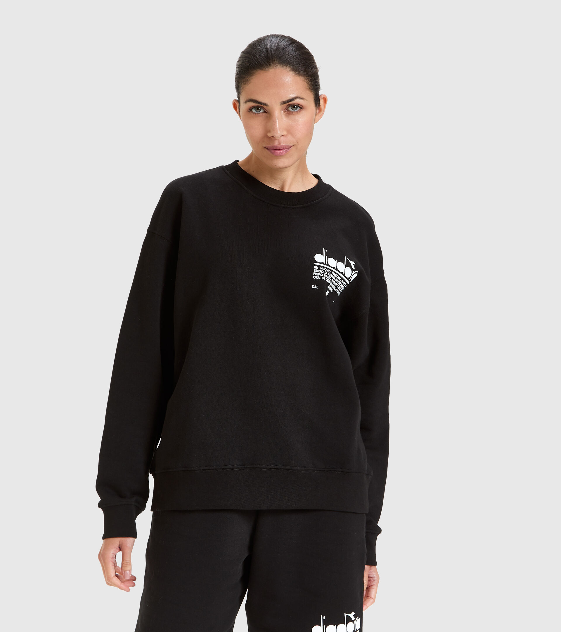 Cotton round-neck sweatshirt - Unisex SWEATSHIRT CREW MANIFESTO BLACK - Diadora