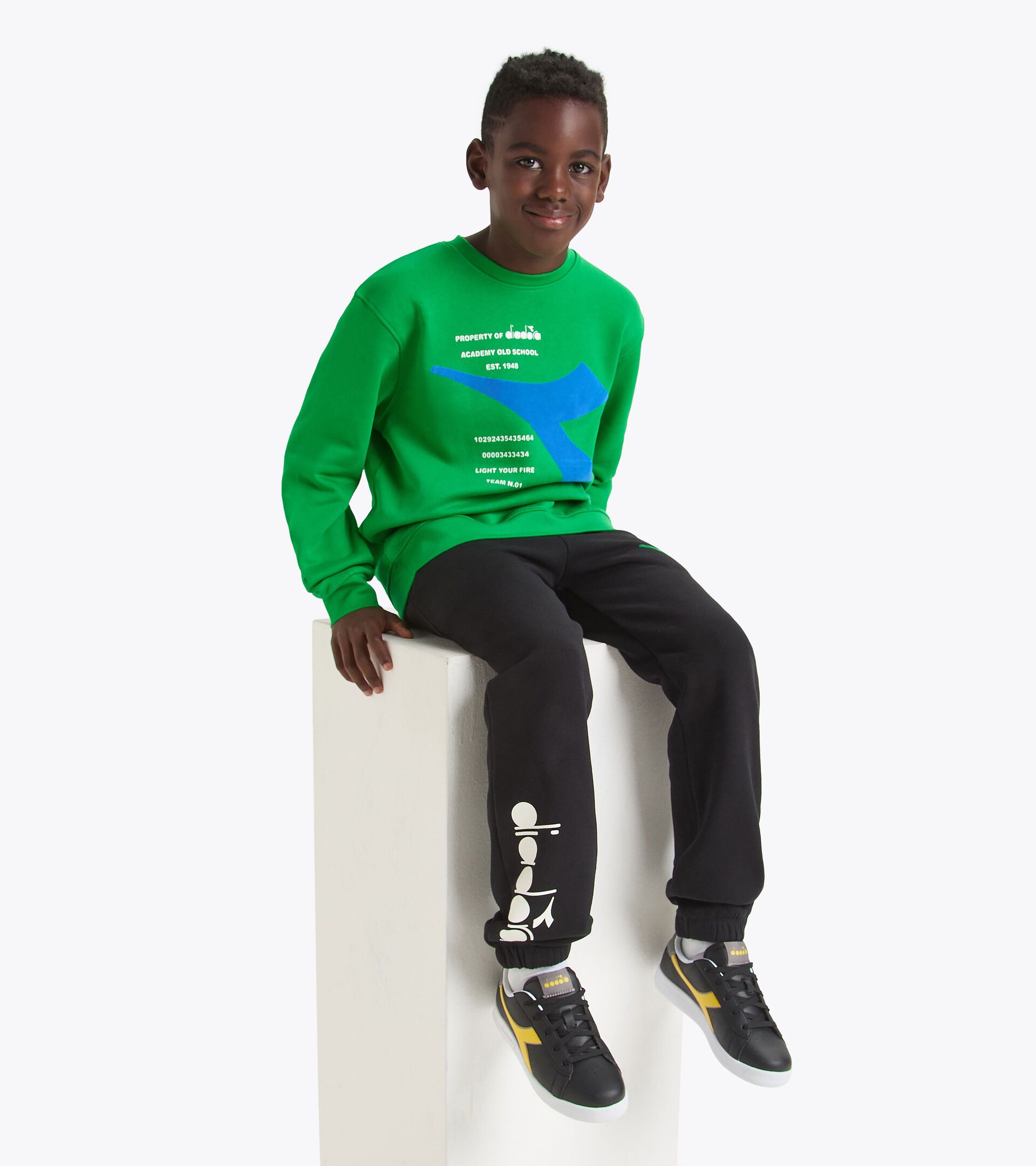 Sudadera de cuello redondo - Niño/Adolescente JB. SWEATSHIRT CREW FREGIO VERDE VENENO - Diadora